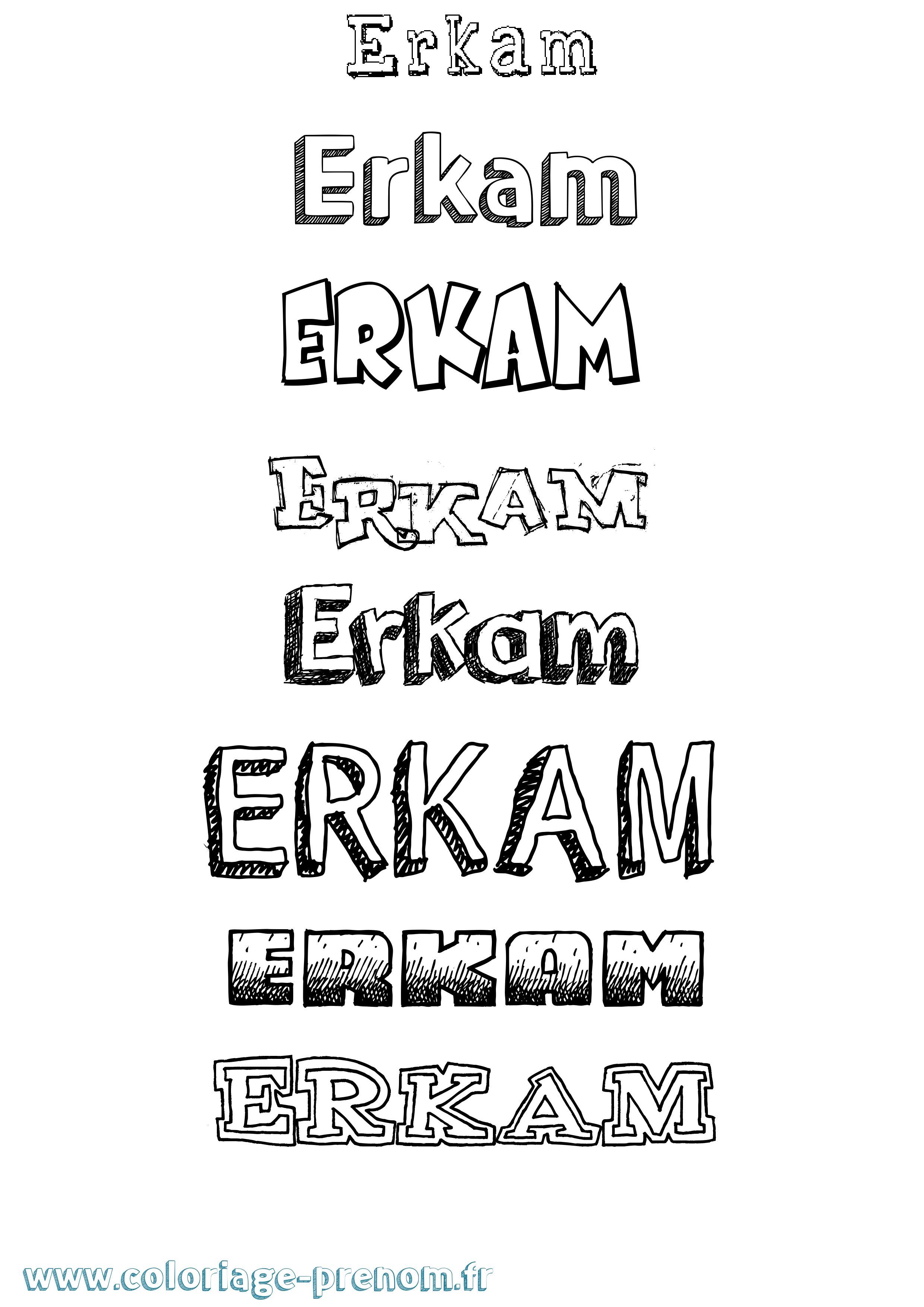 Coloriage Erkam Dessiné Coloriage prénom Erkam Dessiné