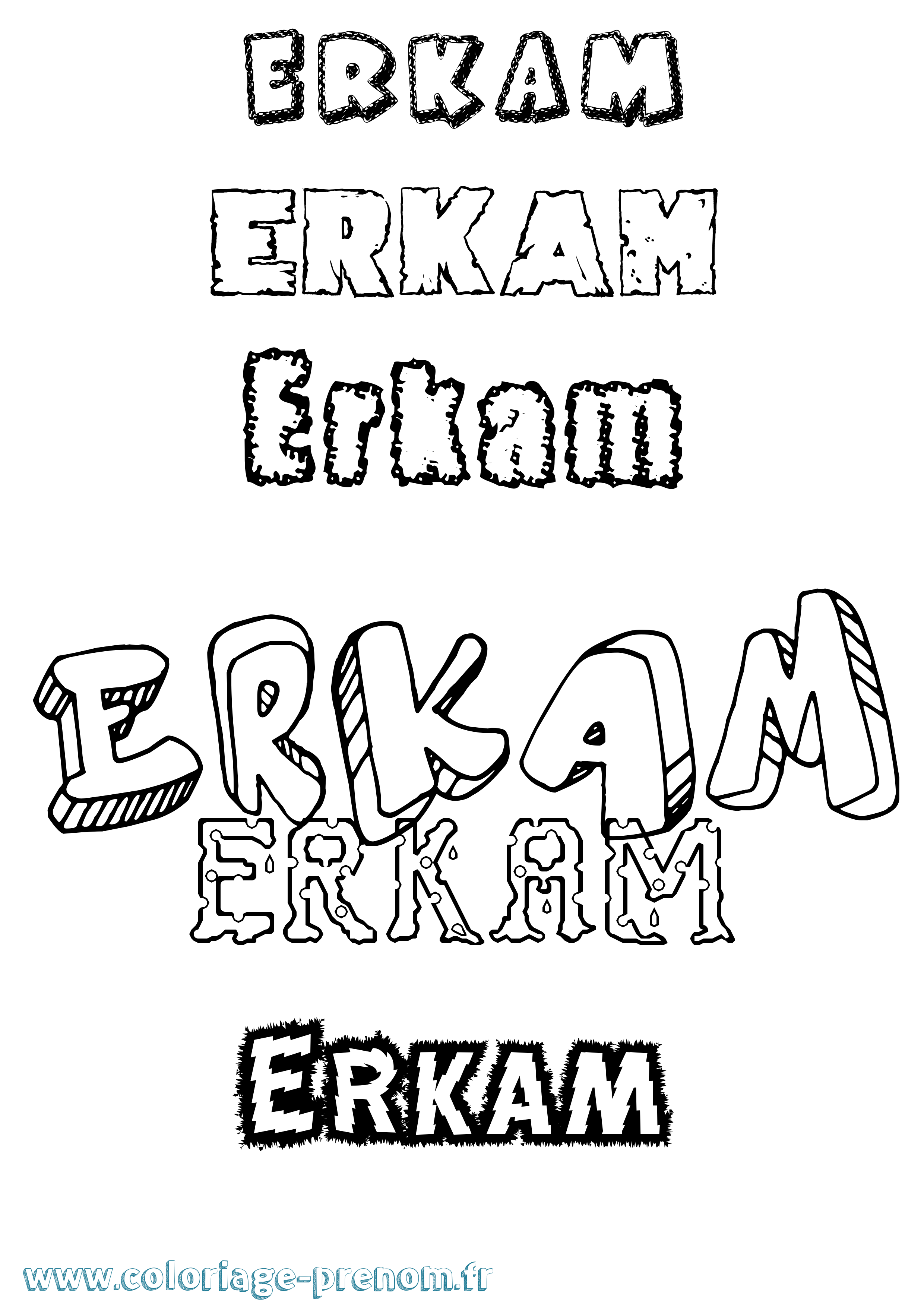 Coloriage Erkam Destructuré Coloriage prénom Erkam Destructuré