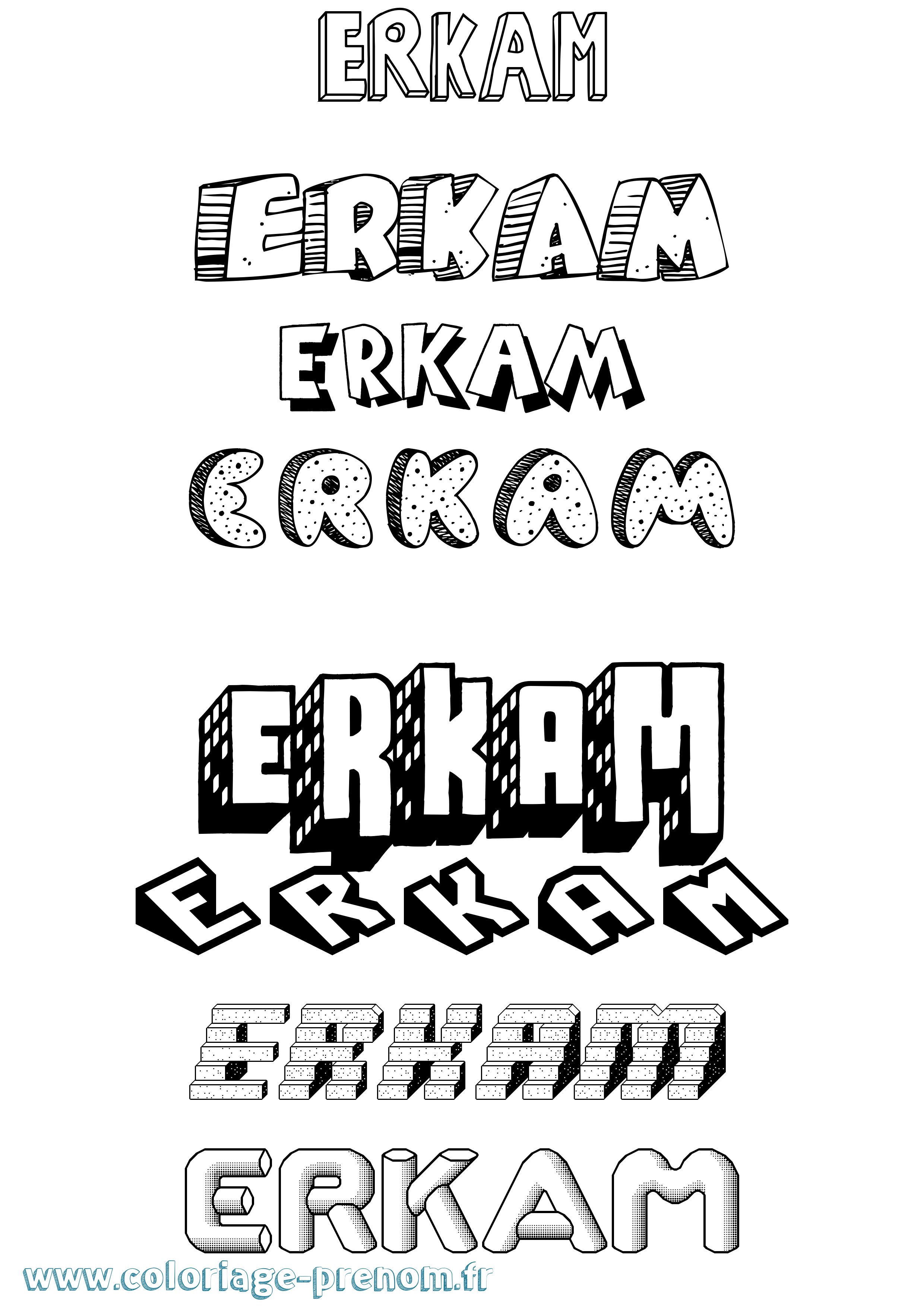 Coloriage Erkam Effet 3D Coloriage prénom Erkam Effet 3D