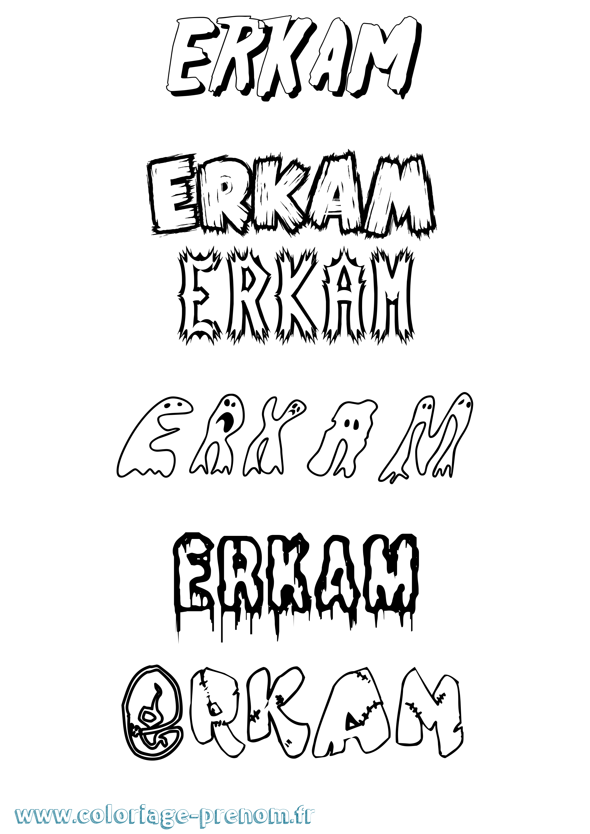 Coloriage Erkam Frisson Coloriage prénom Erkam Frisson