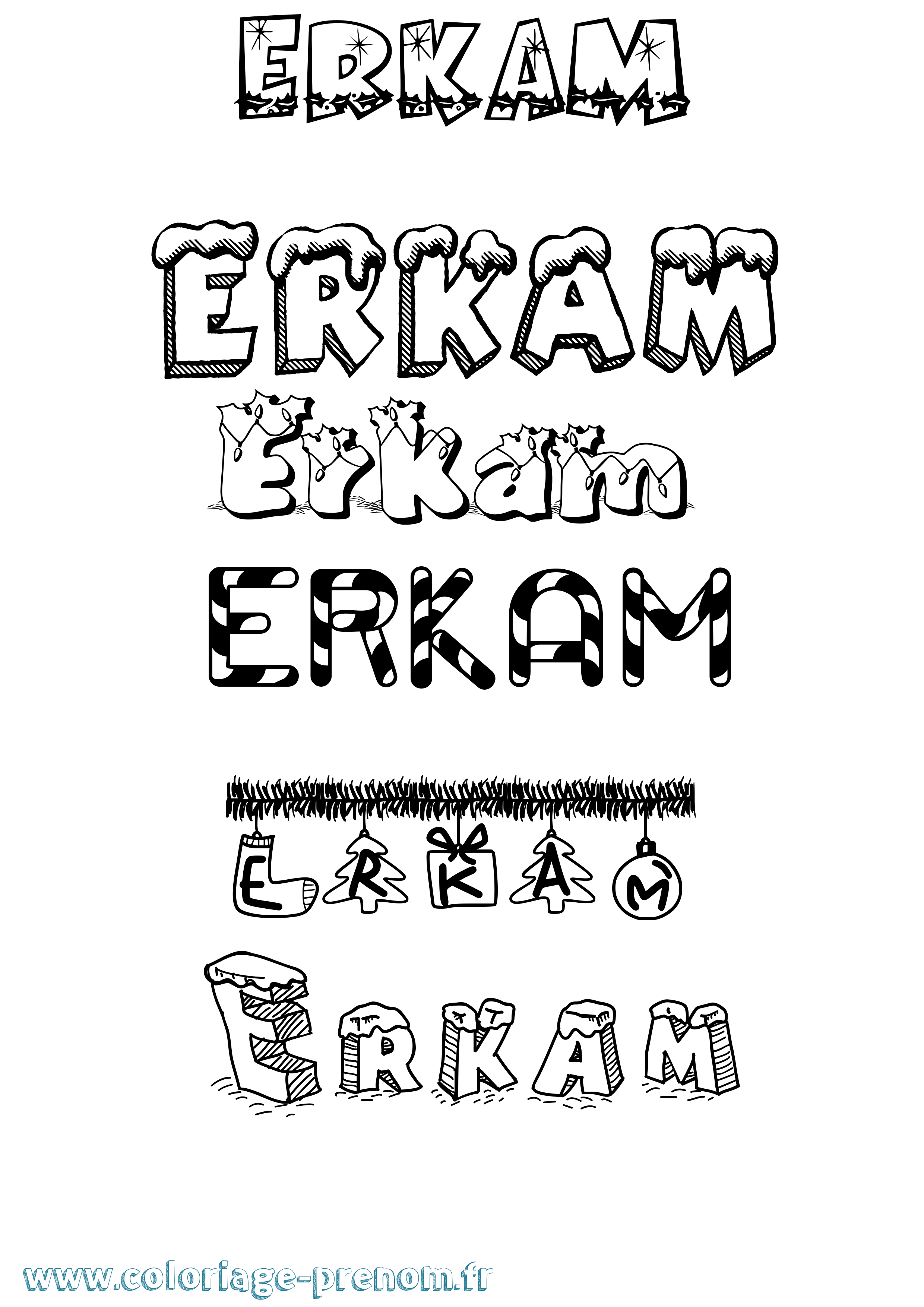 Coloriage Erkam Noël Coloriage prénom Erkam Noël