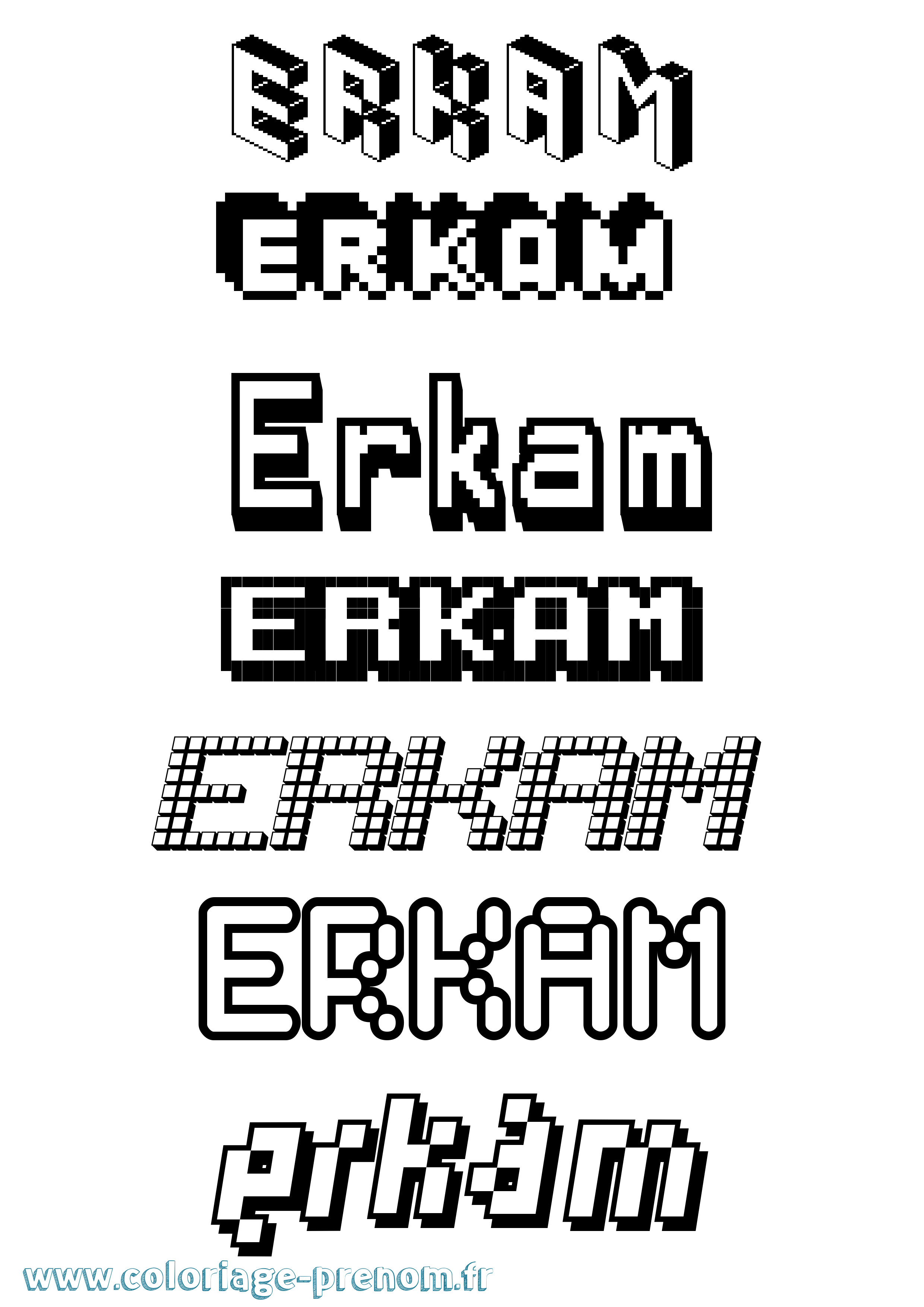 Coloriage Erkam Pixel Coloriage prénom Erkam Pixel