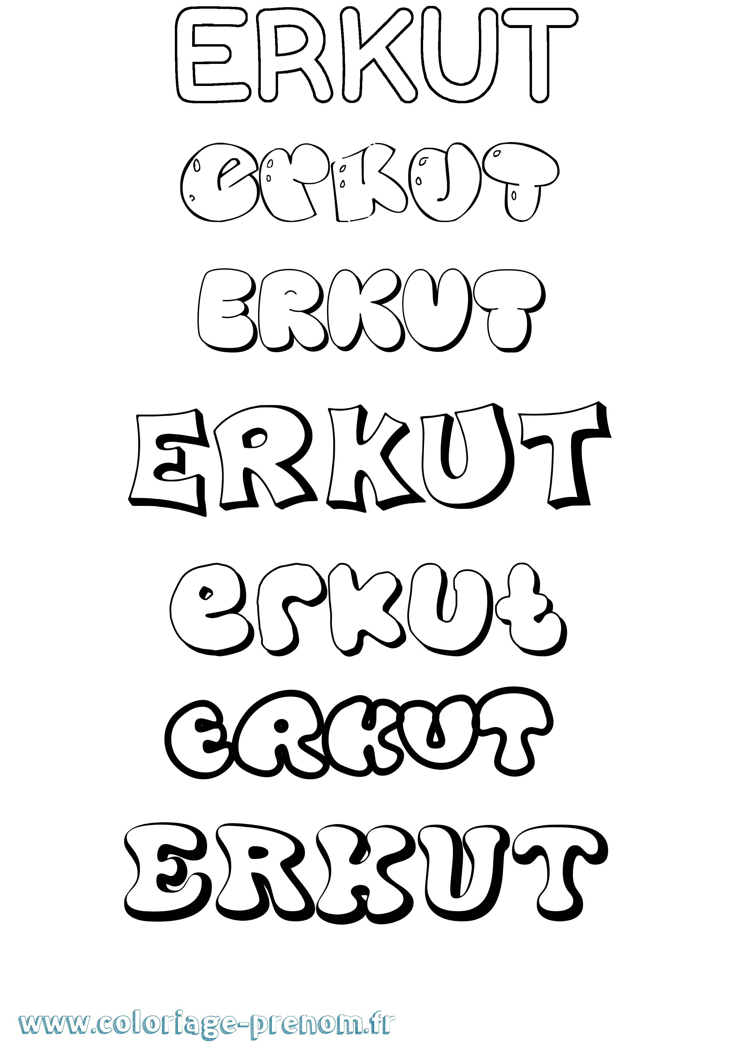 Coloriage Erkut Bubble Coloriage prénom Erkut Bubble