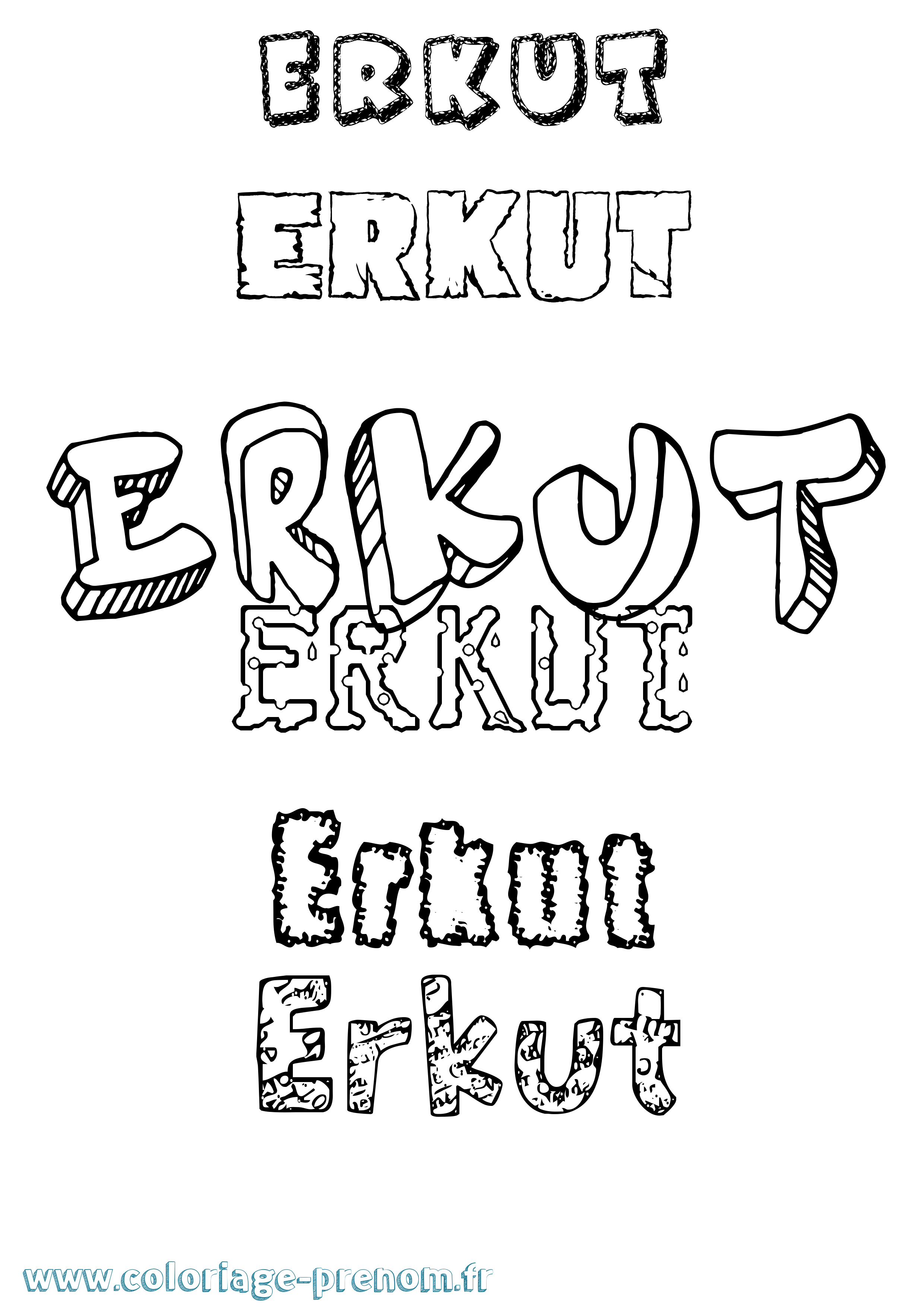 Coloriage Erkut Destructuré Coloriage prénom Erkut Destructuré
