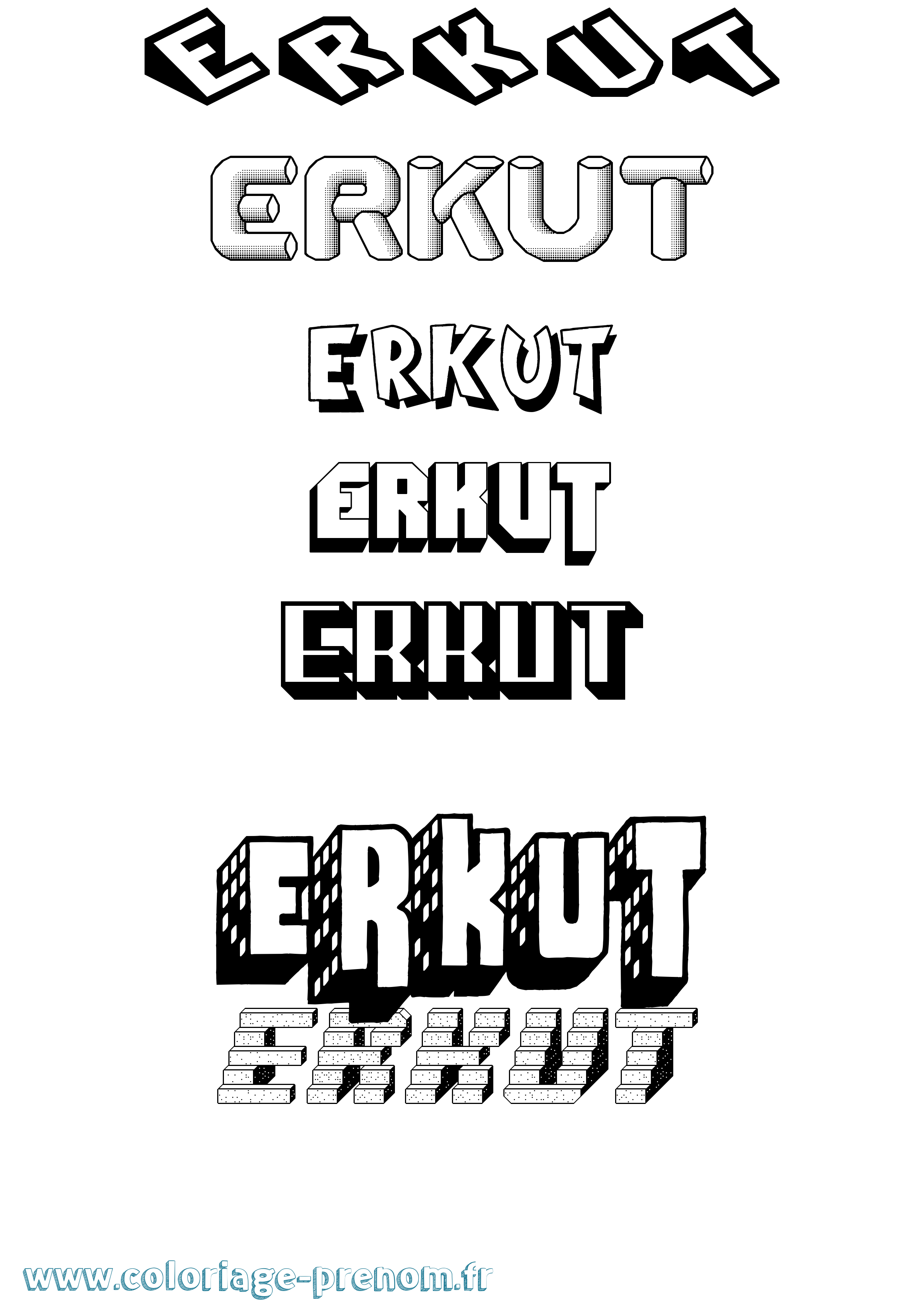 Coloriage Erkut Effet 3D Coloriage prénom Erkut Effet 3D
