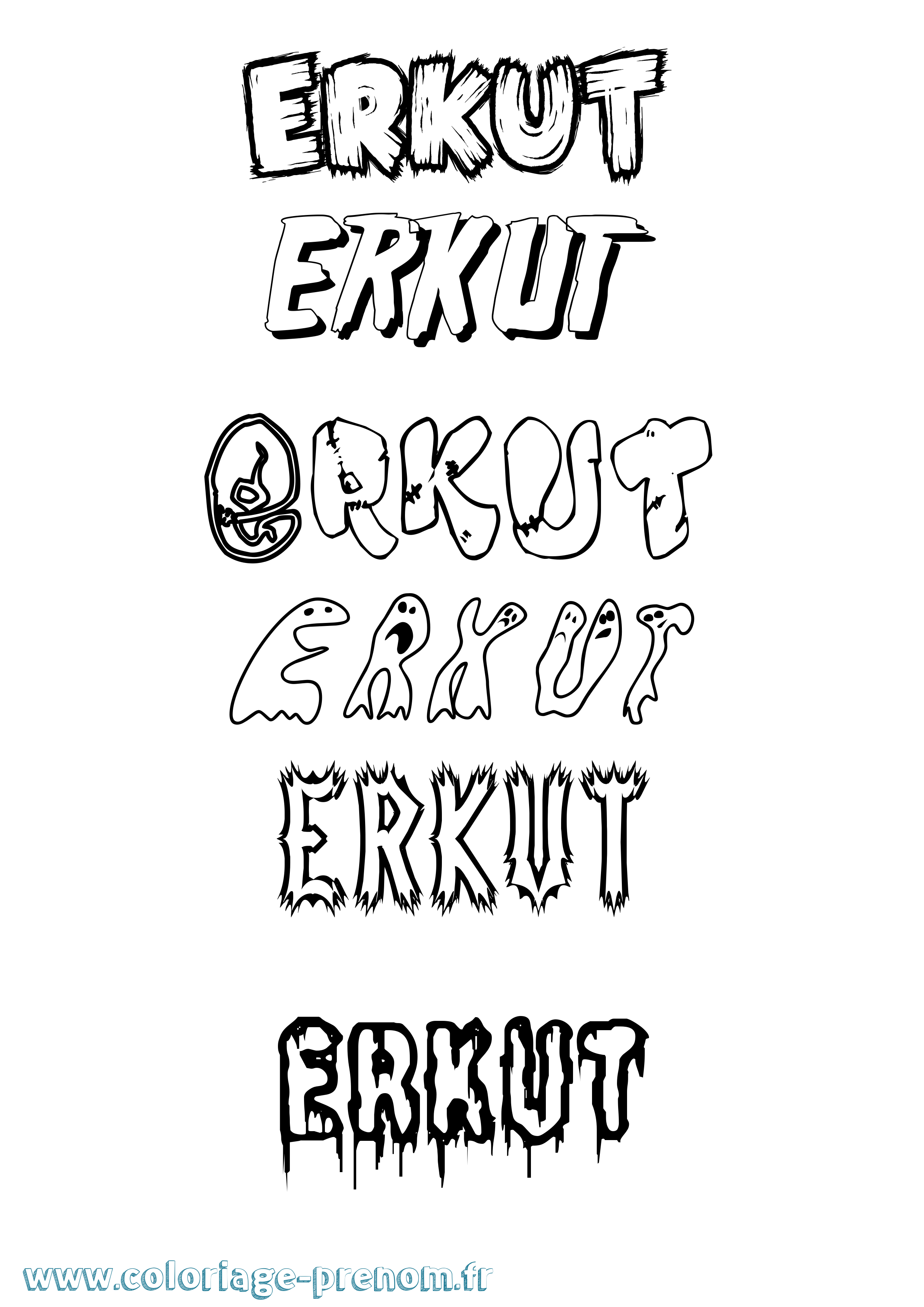 Coloriage Erkut Frisson Coloriage prénom Erkut Frisson