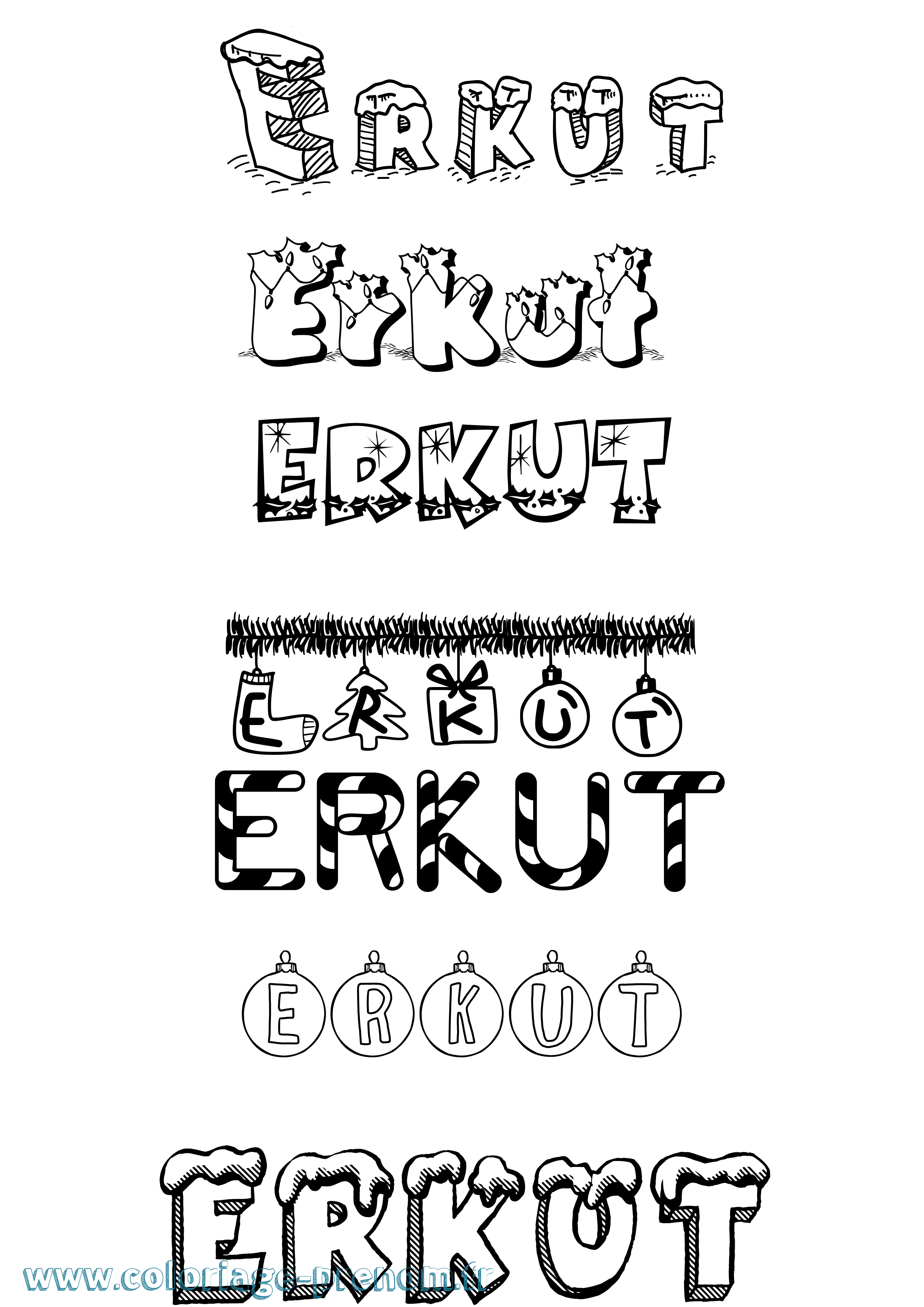 Coloriage Erkut Noël Coloriage prénom Erkut Noël