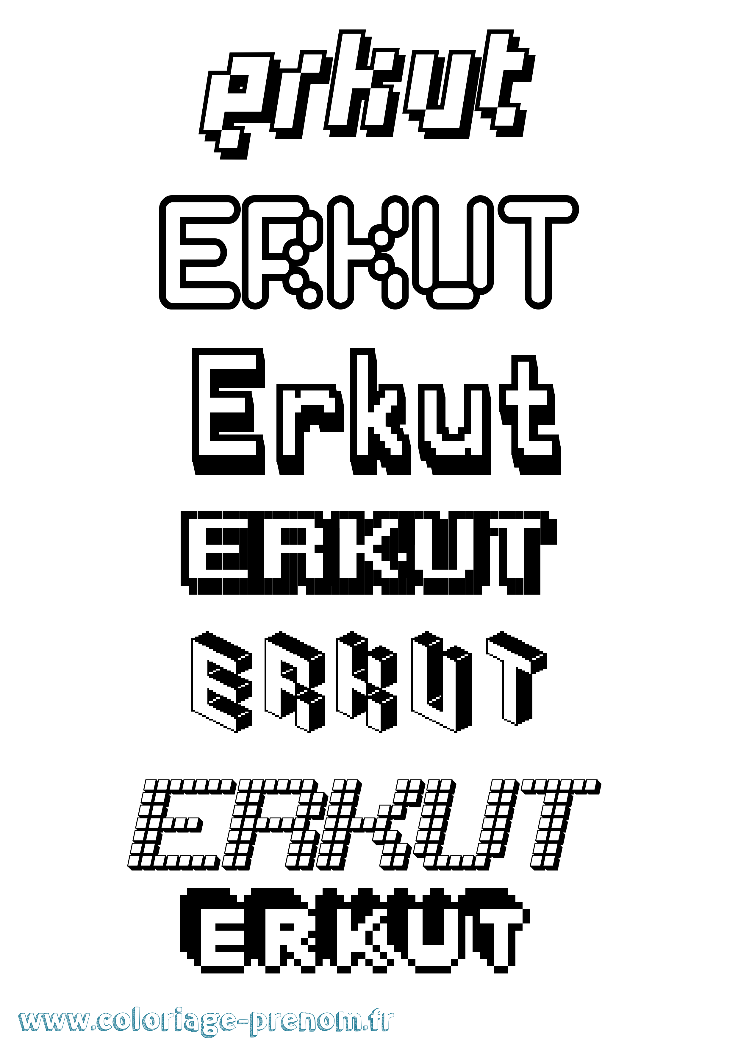 Coloriage Erkut Pixel Coloriage prénom Erkut Pixel