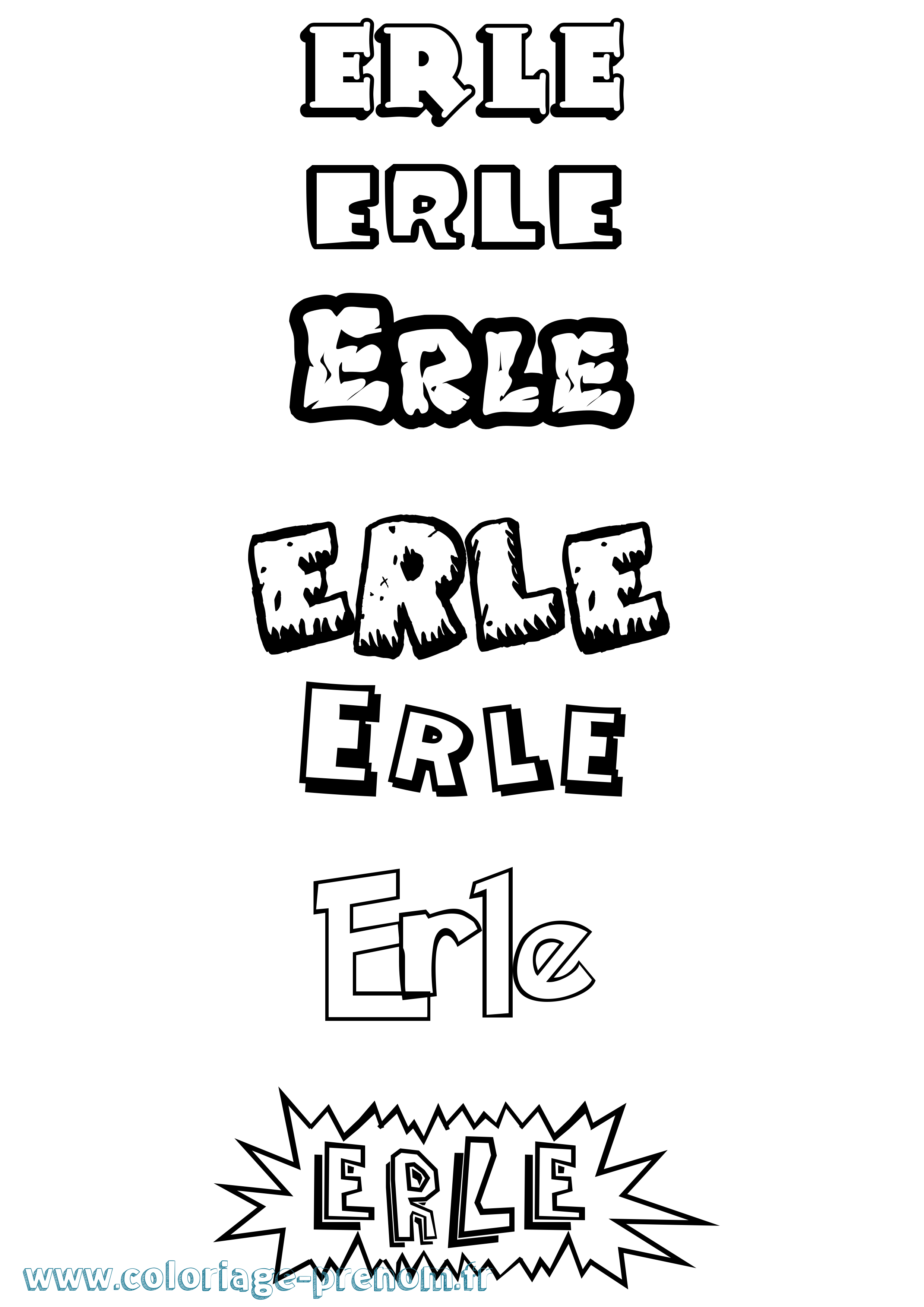 Coloriage Erle Dessin Animé Coloriage prénom Erle Dessin Animé