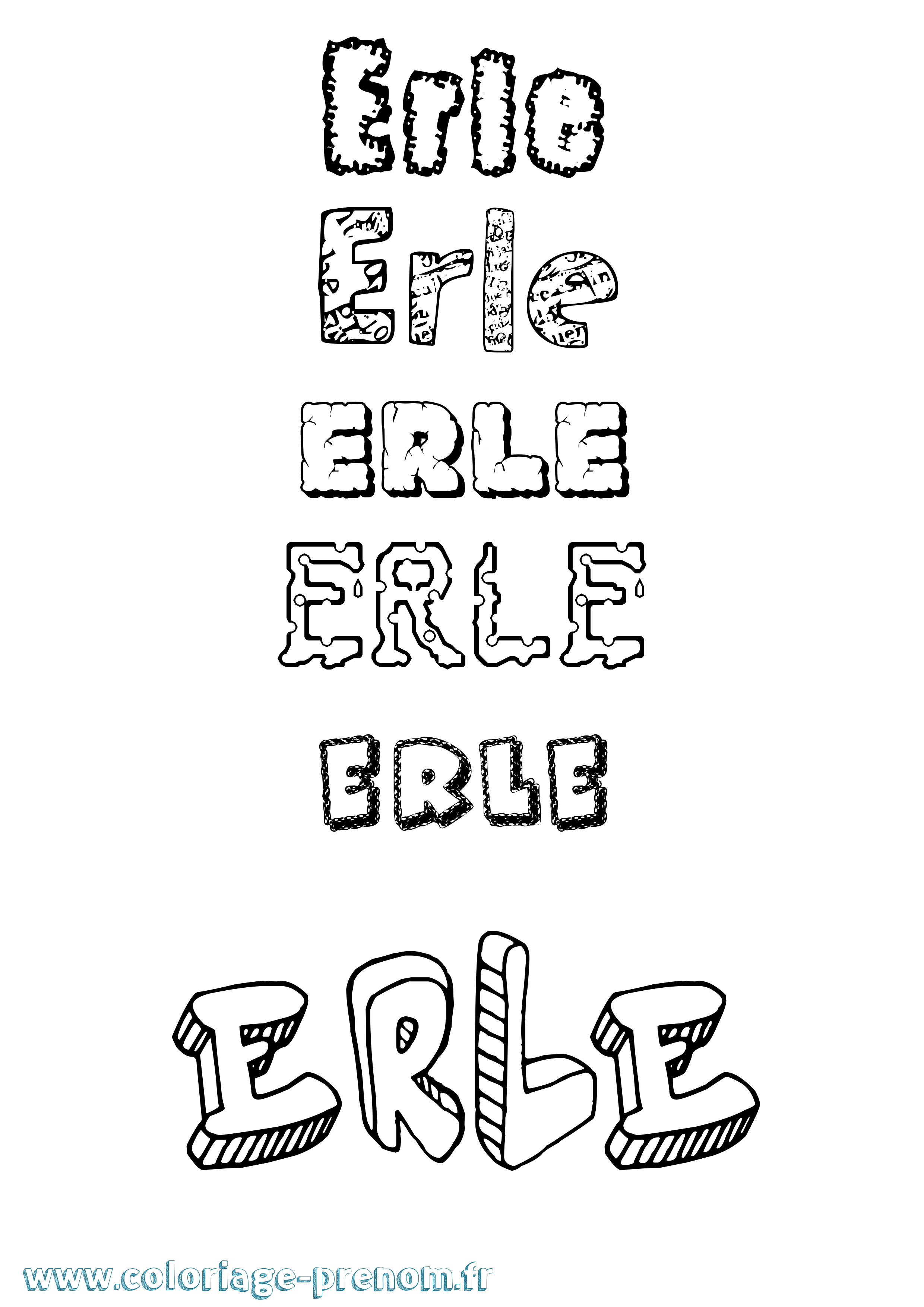 Coloriage Erle Destructuré Coloriage prénom Erle Destructuré