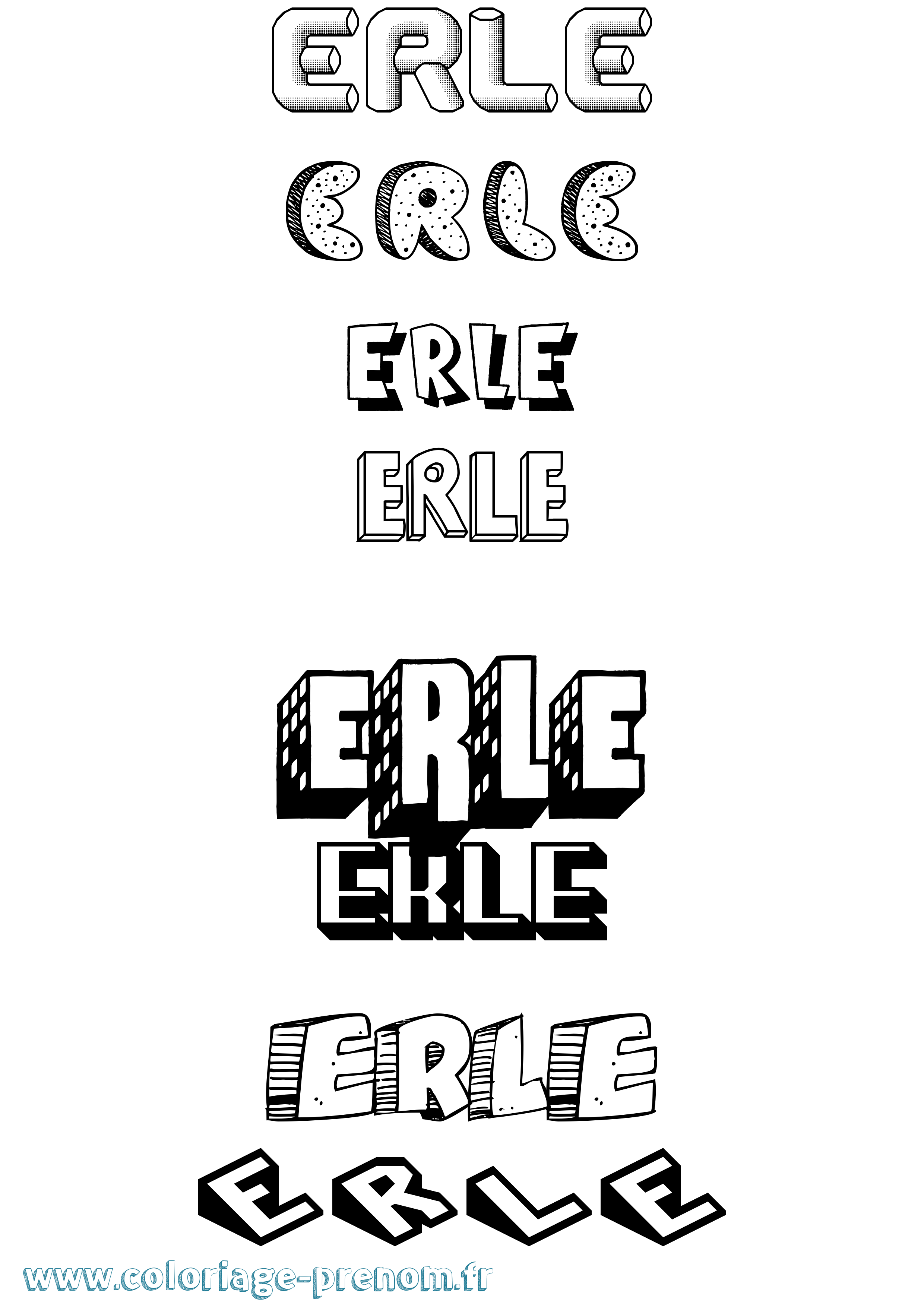 Coloriage Erle Effet 3D Coloriage prénom Erle Effet 3D