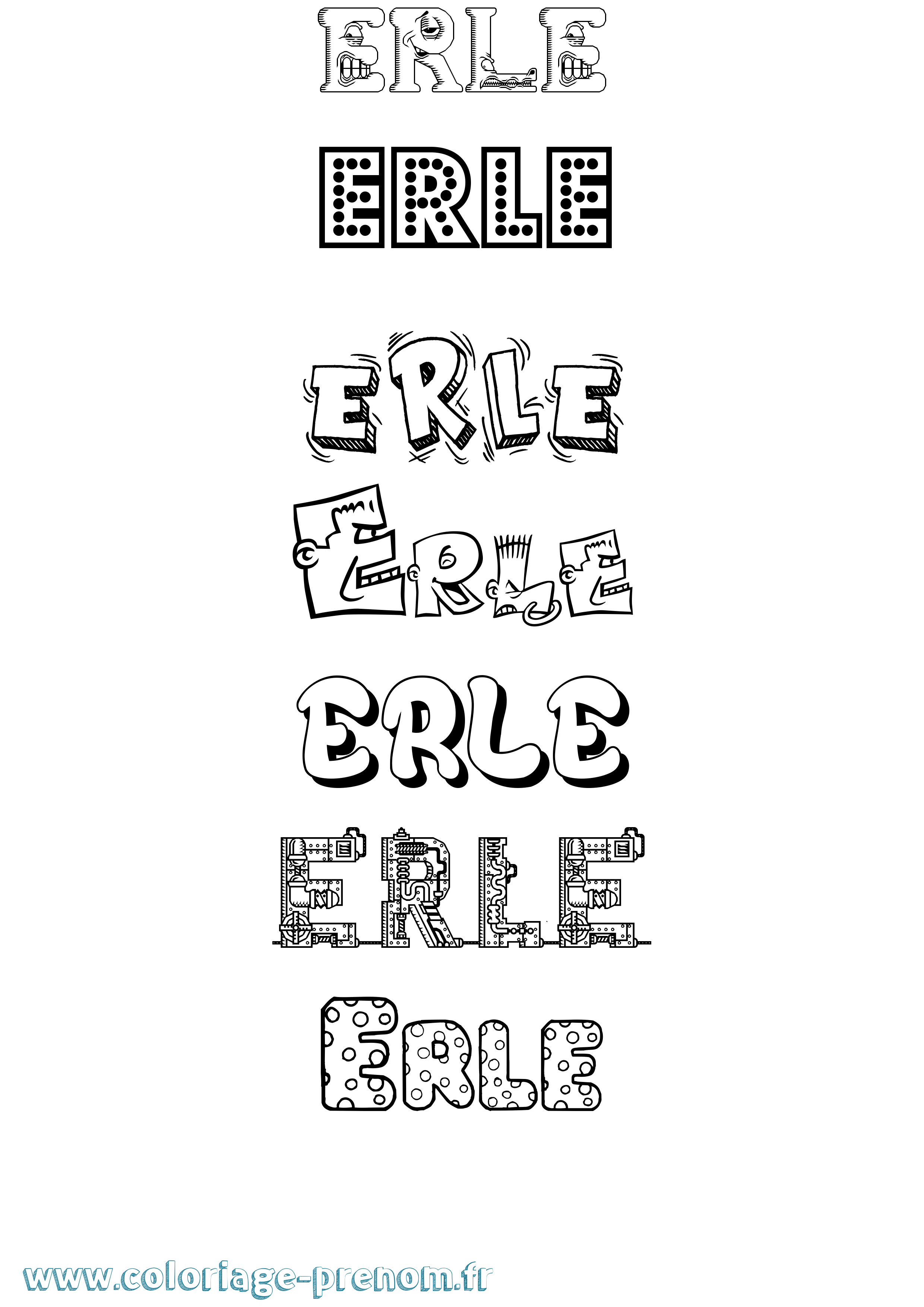 Coloriage Erle Fun Coloriage prénom Erle Fun