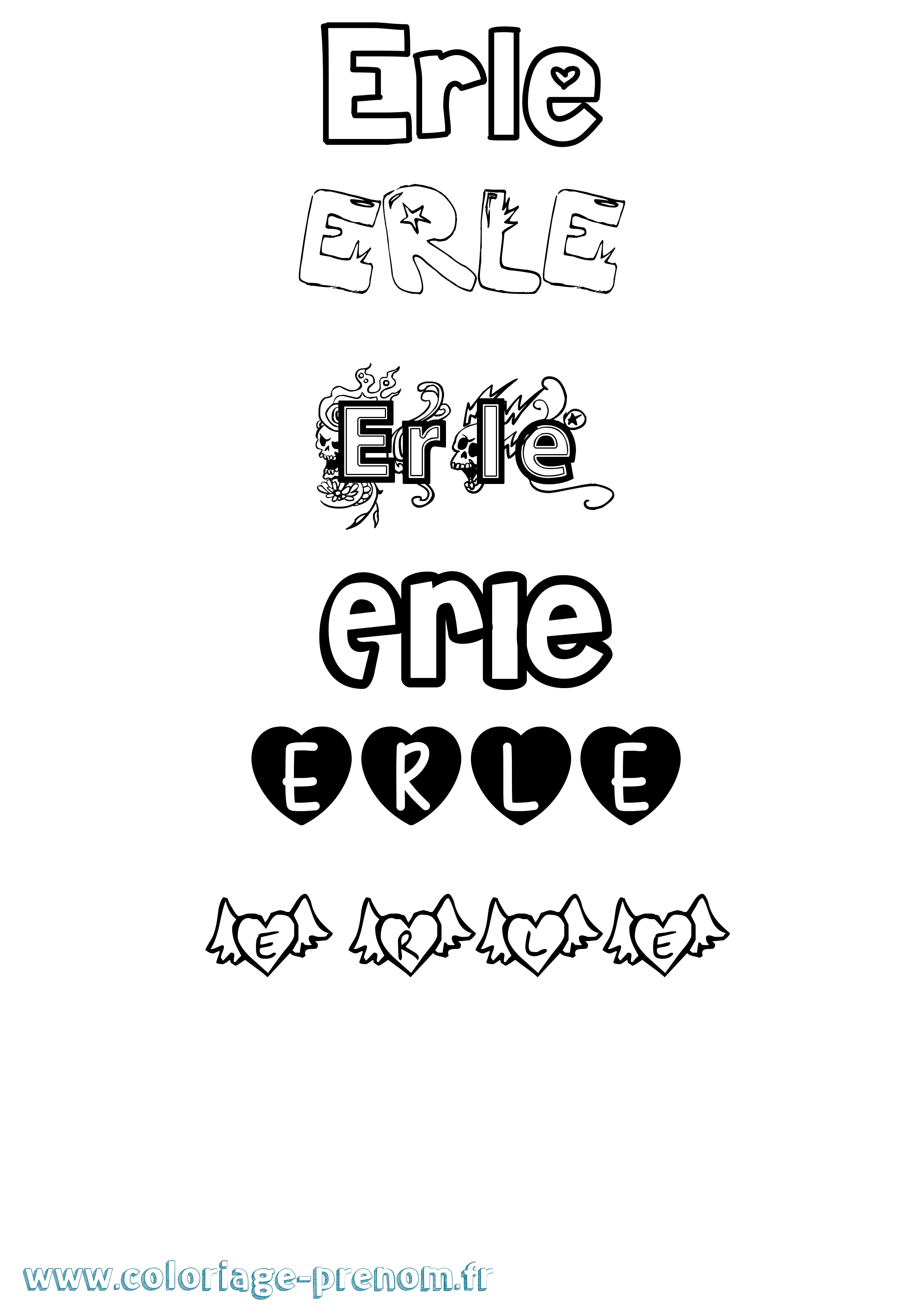 Coloriage Erle Girly Coloriage prénom Erle Girly