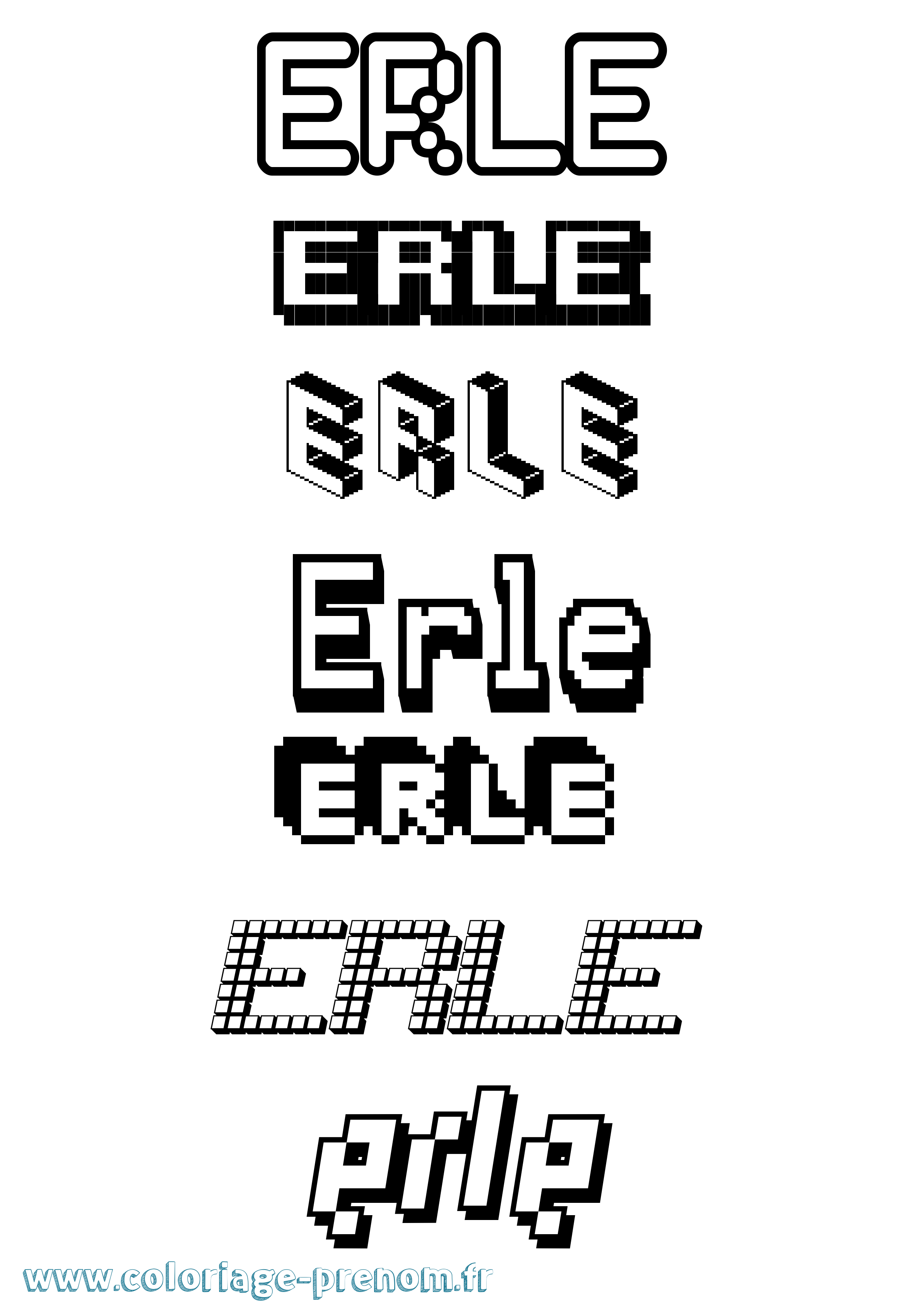 Coloriage Erle Pixel Coloriage prénom Erle Pixel