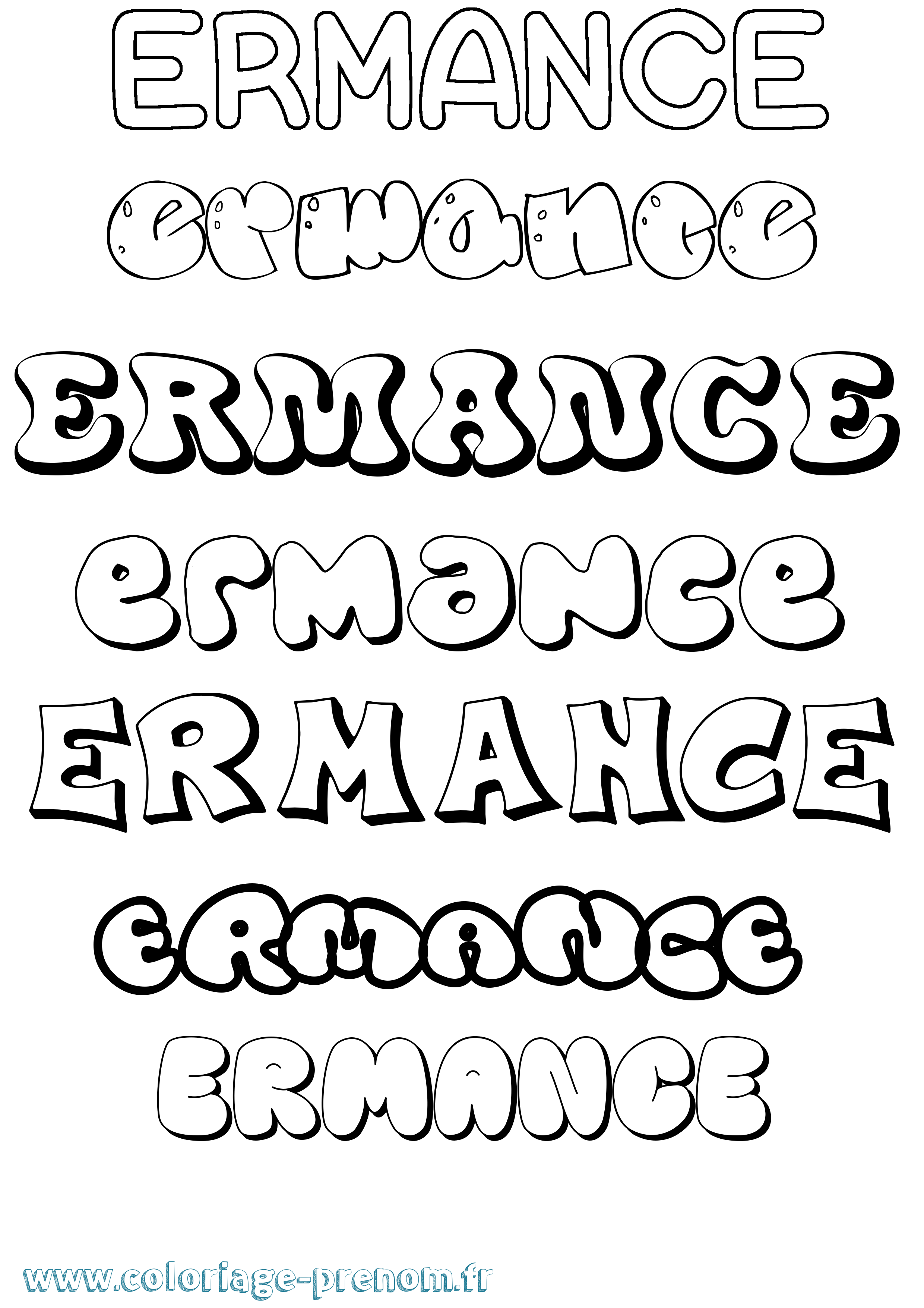 Coloriage Ermance Bubble Coloriage prénom Ermance Bubble