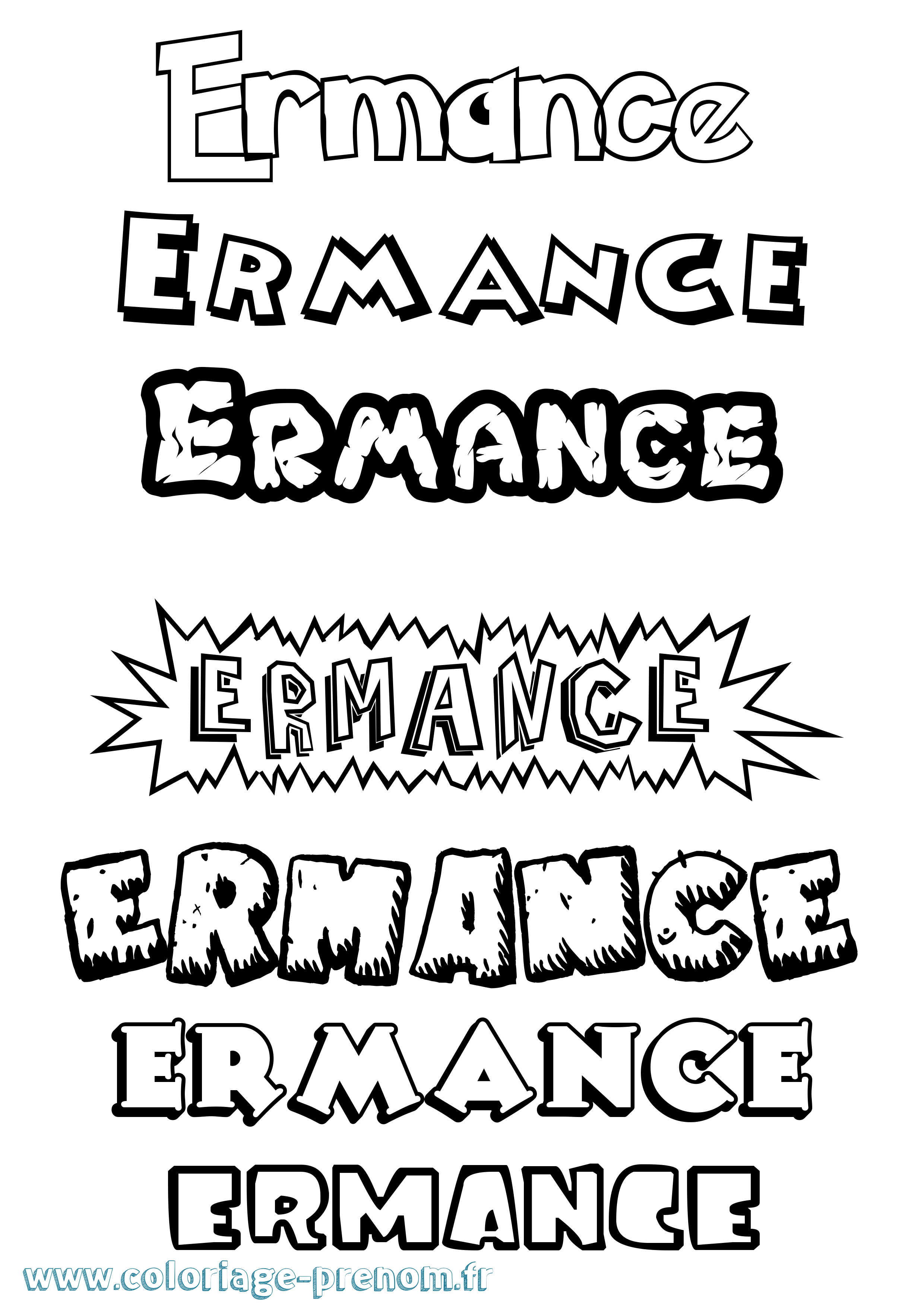 Coloriage Ermance Dessin Animé Coloriage prénom Ermance Dessin Animé