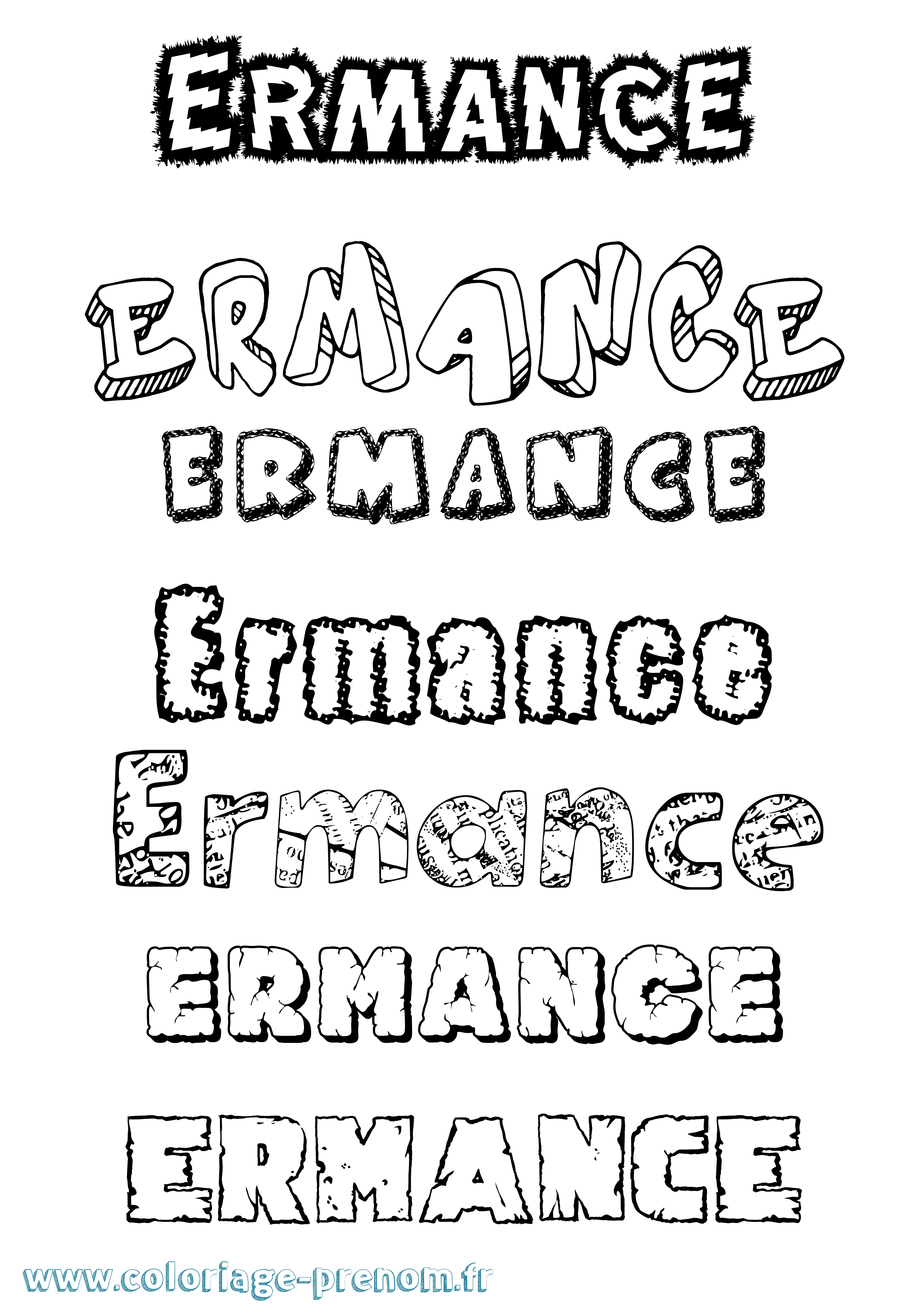 Coloriage Ermance Destructuré Coloriage prénom Ermance Destructuré