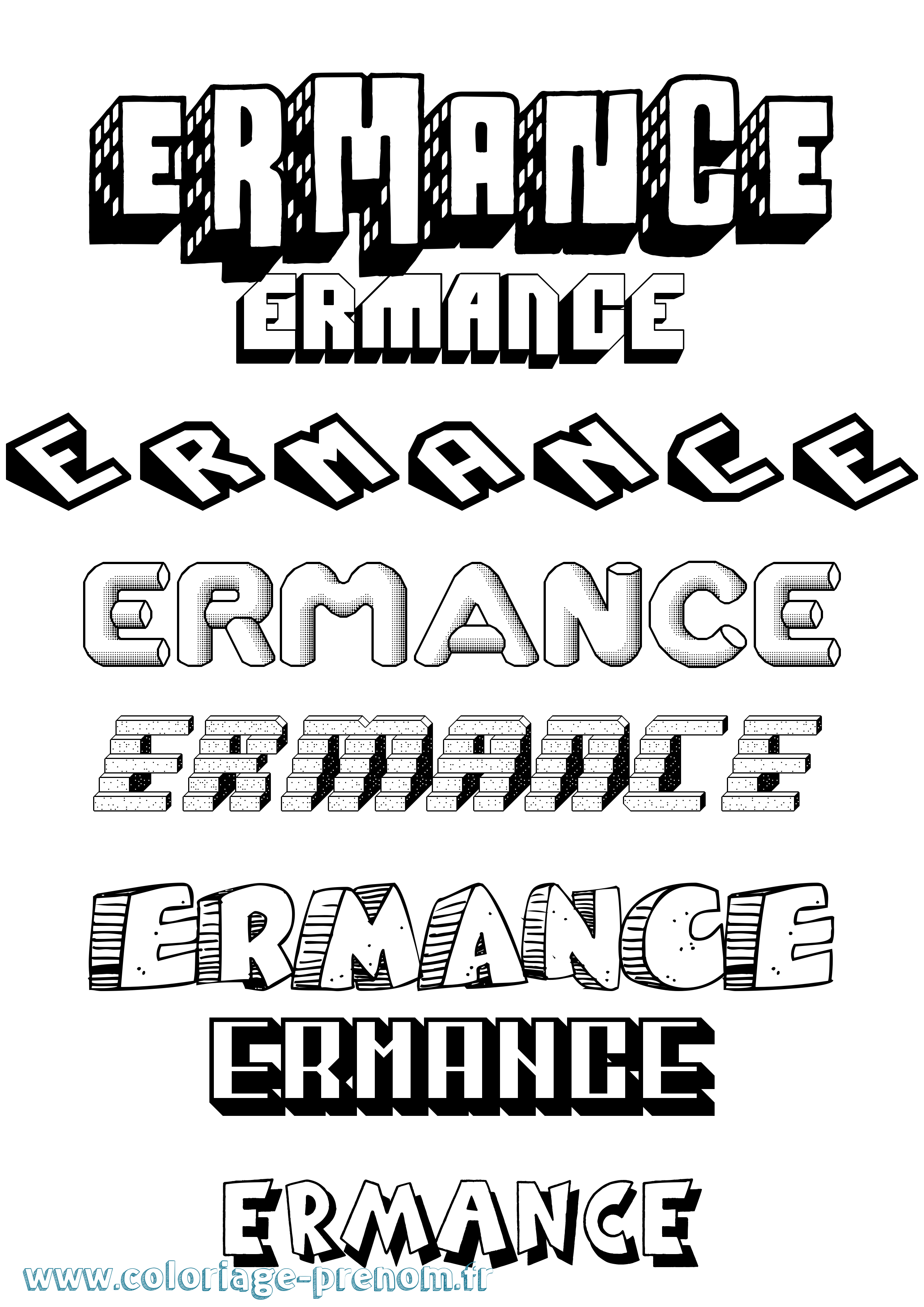 Coloriage Ermance Effet 3D Coloriage prénom Ermance Effet 3D