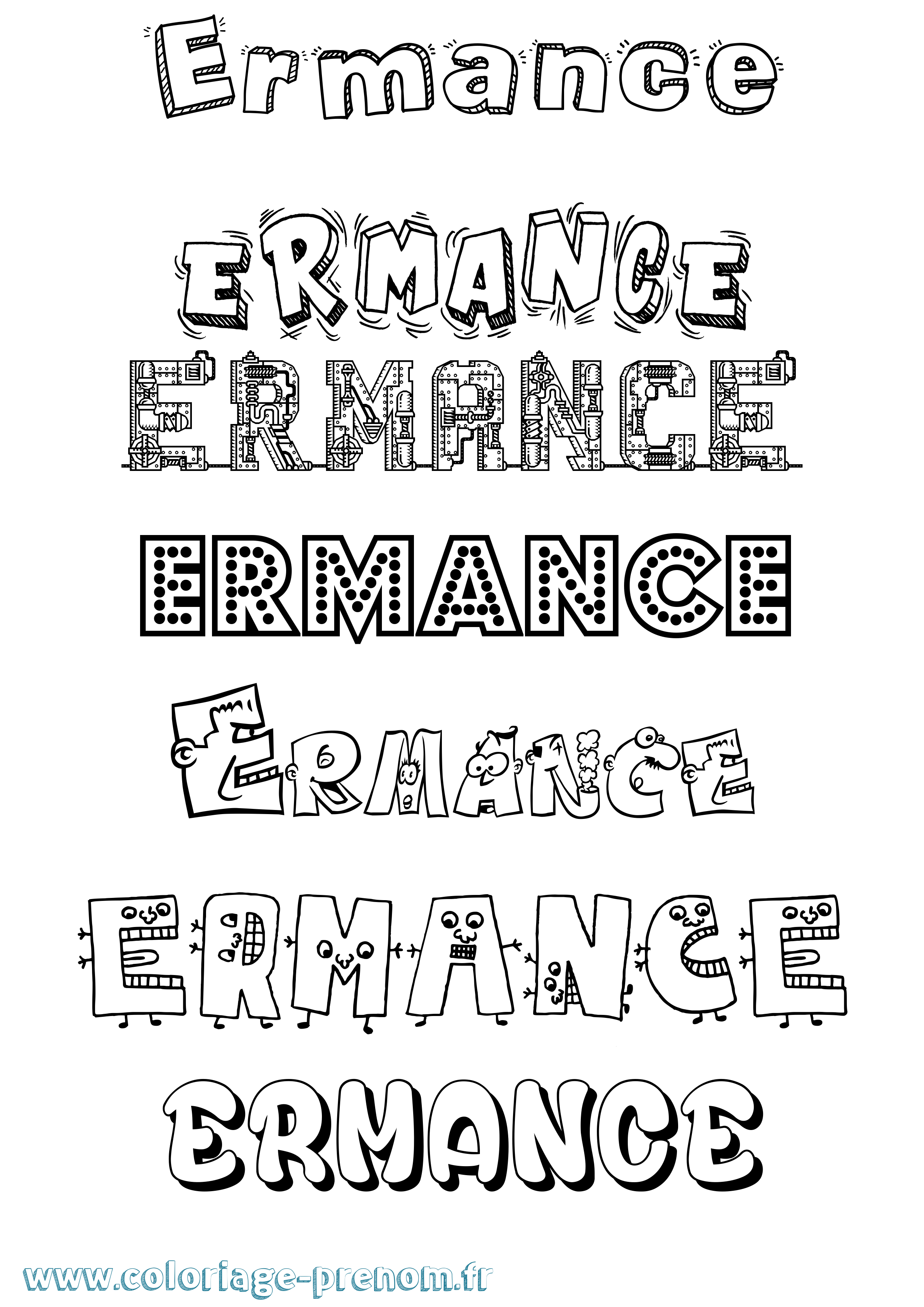 Coloriage Ermance Fun Coloriage prénom Ermance Fun