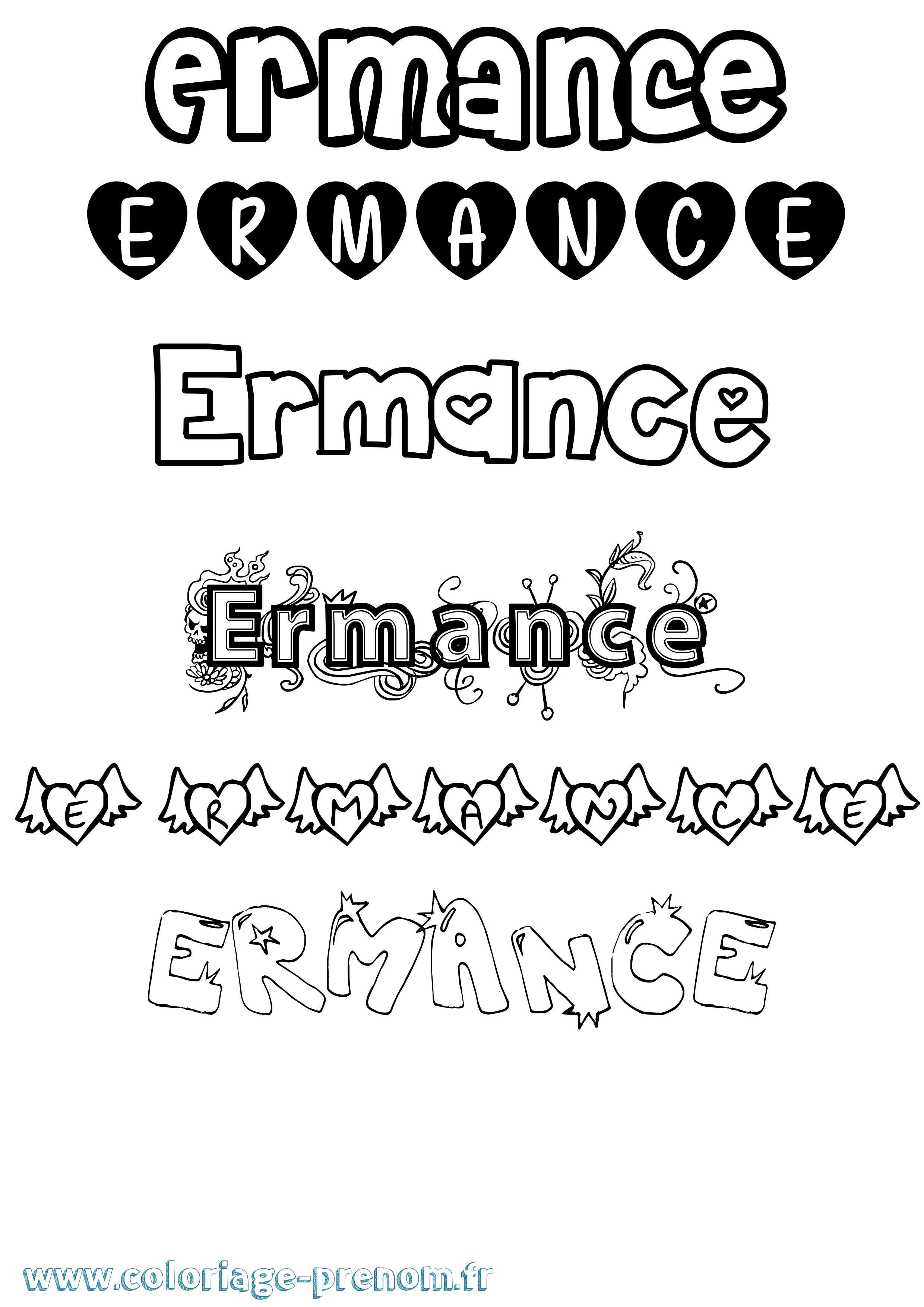 Coloriage Ermance Girly Coloriage prénom Ermance Girly