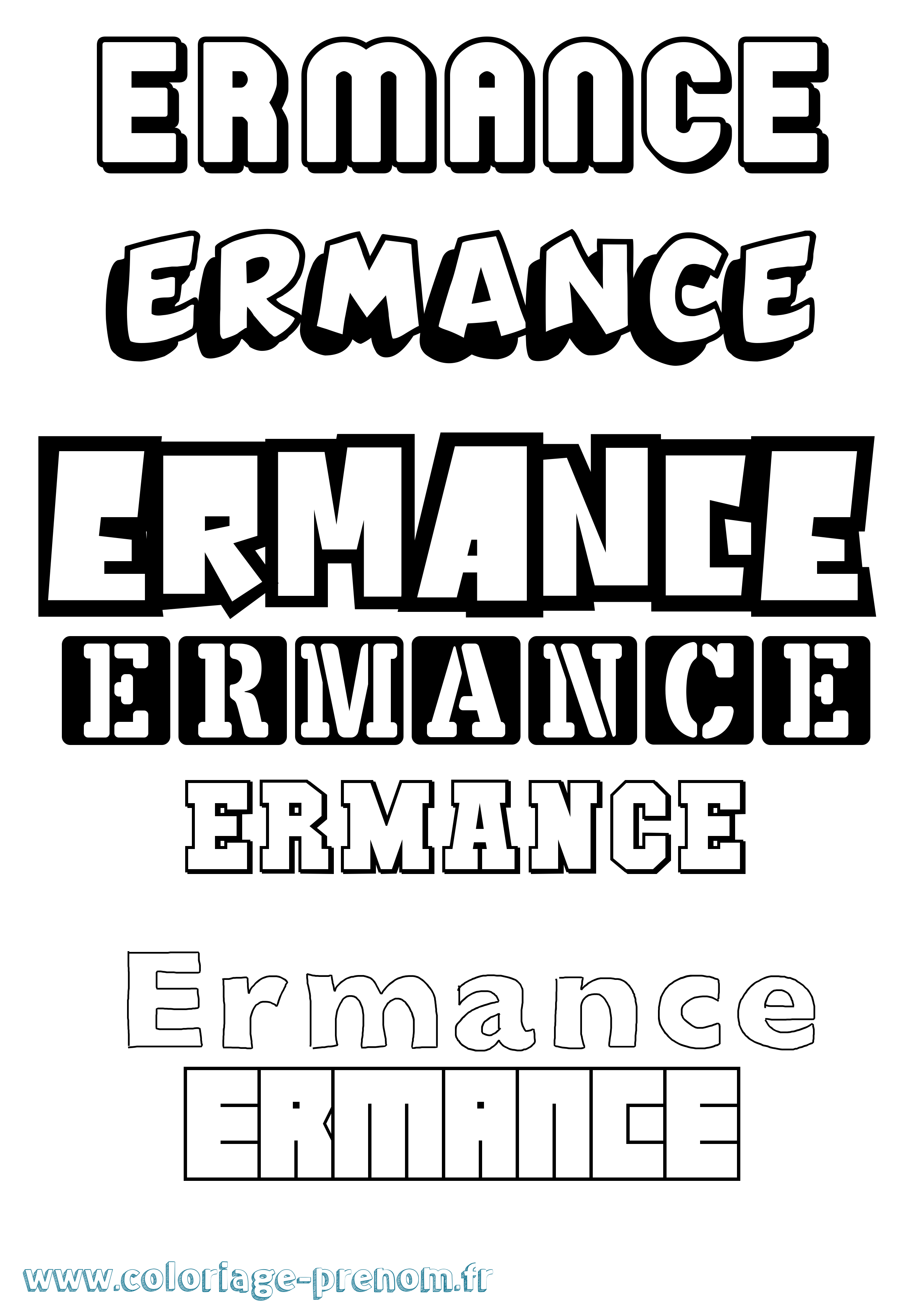 Coloriage Ermance Simple Coloriage prénom Ermance Simple