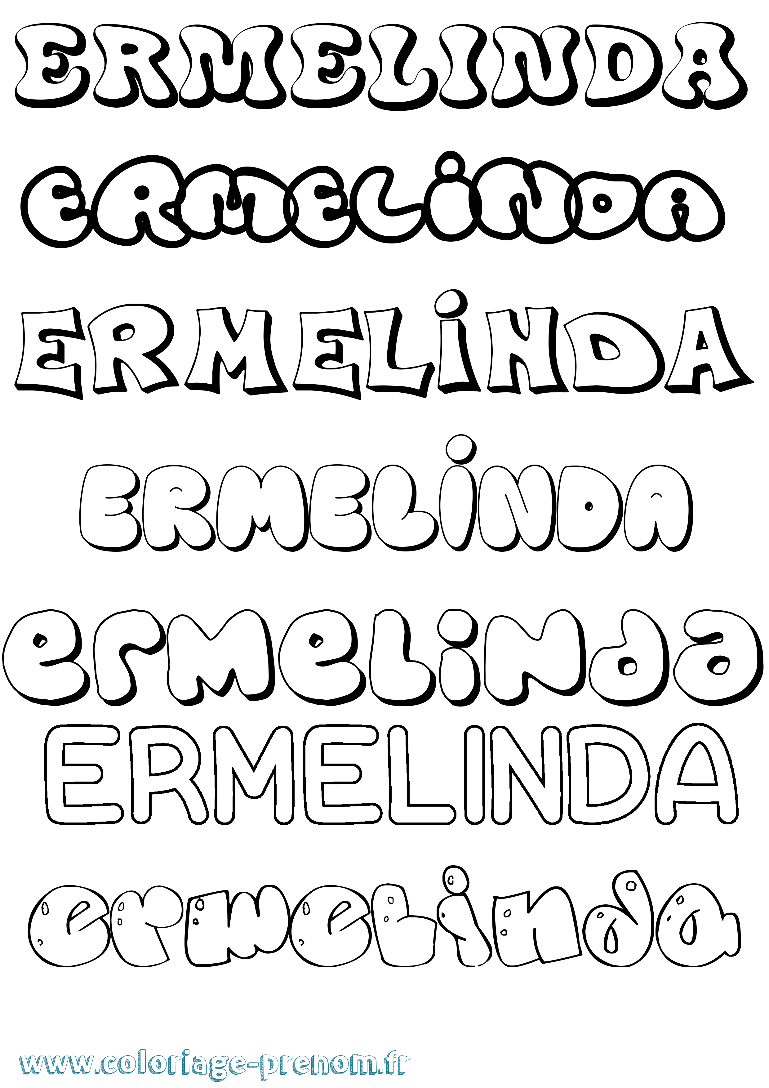 Coloriage Ermelinda Bubble Coloriage prénom Ermelinda Bubble