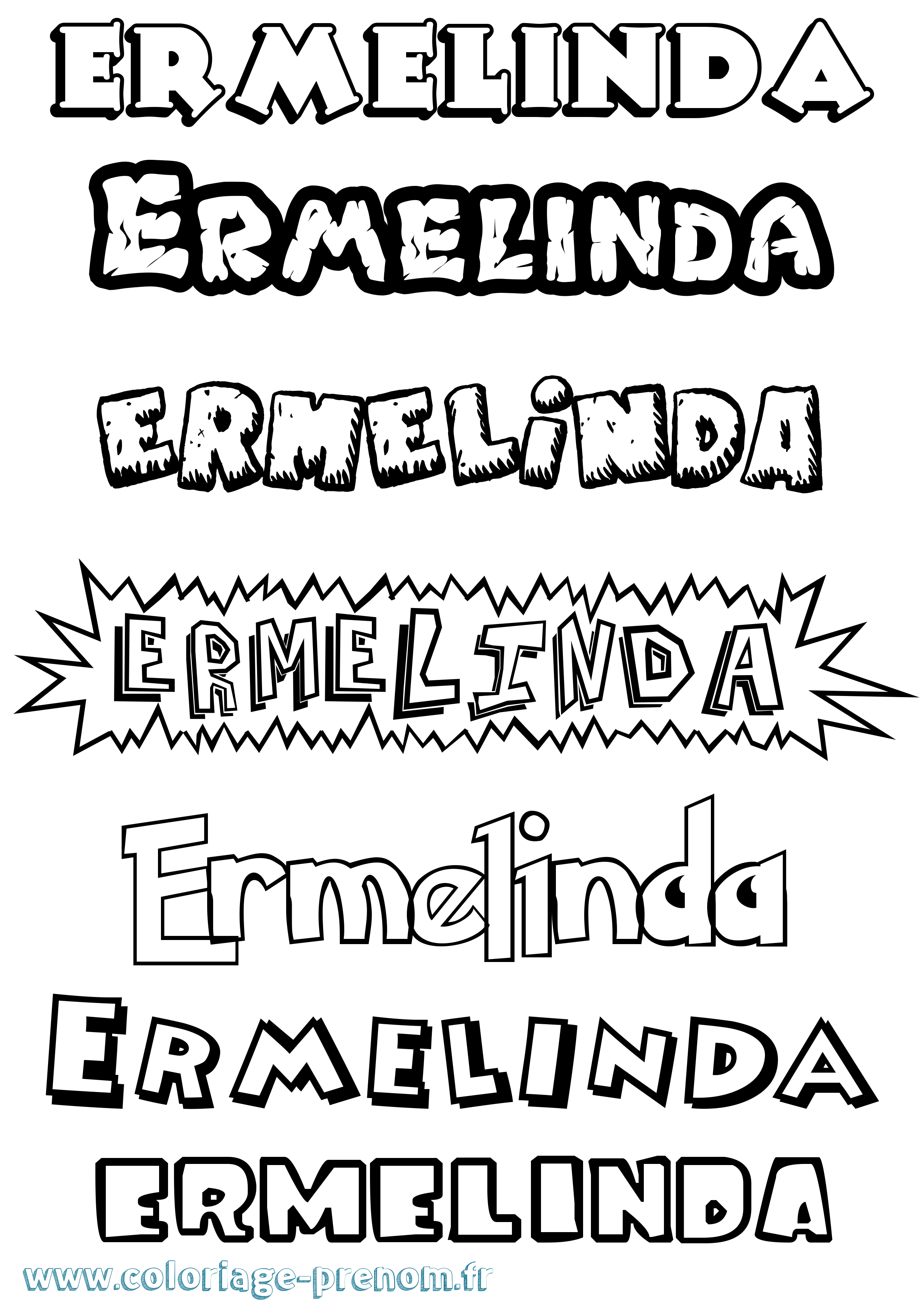 Coloriage Ermelinda Dessin Animé Coloriage prénom Ermelinda Dessin Animé