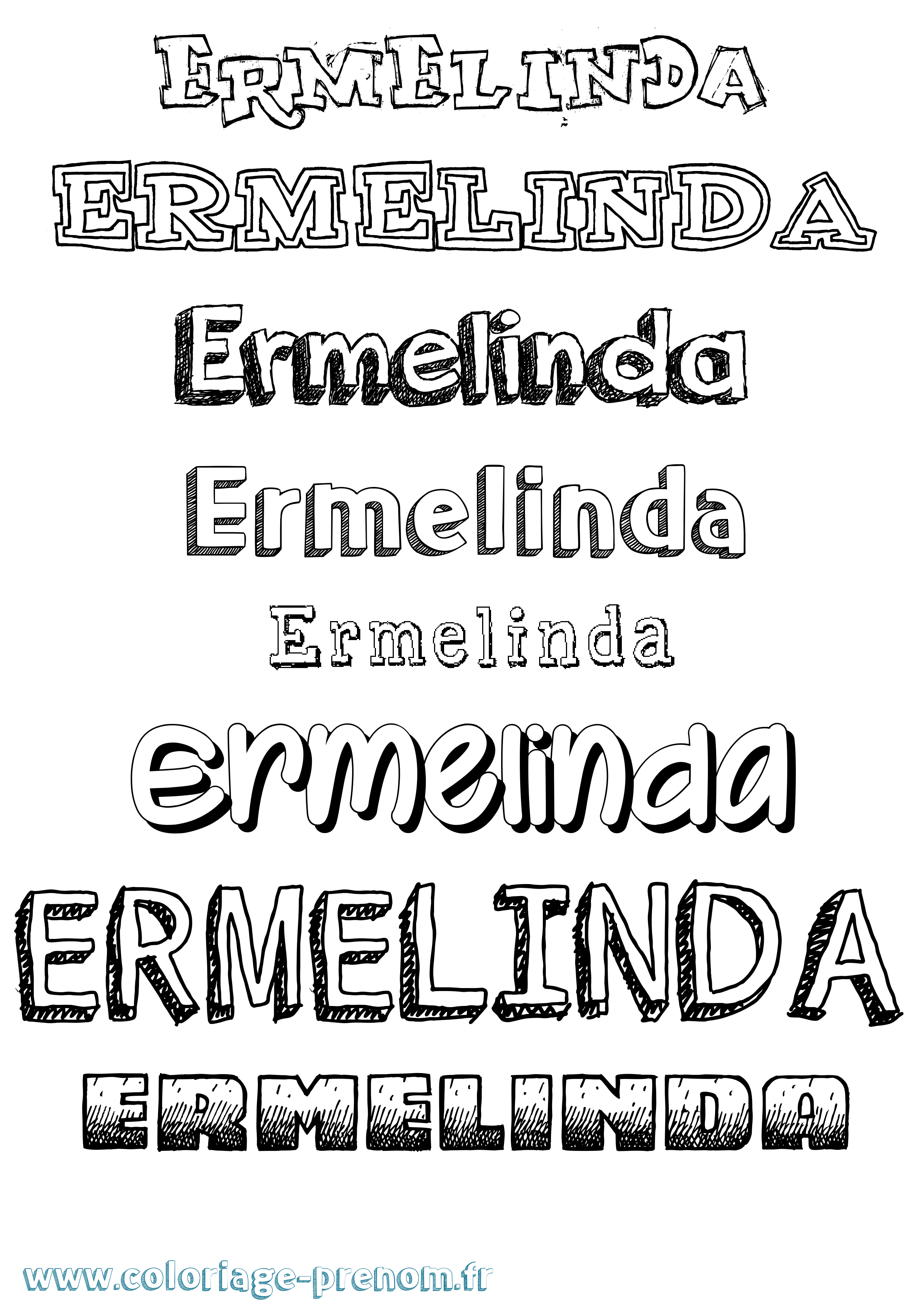 Coloriage Ermelinda Dessiné Coloriage prénom Ermelinda Dessiné