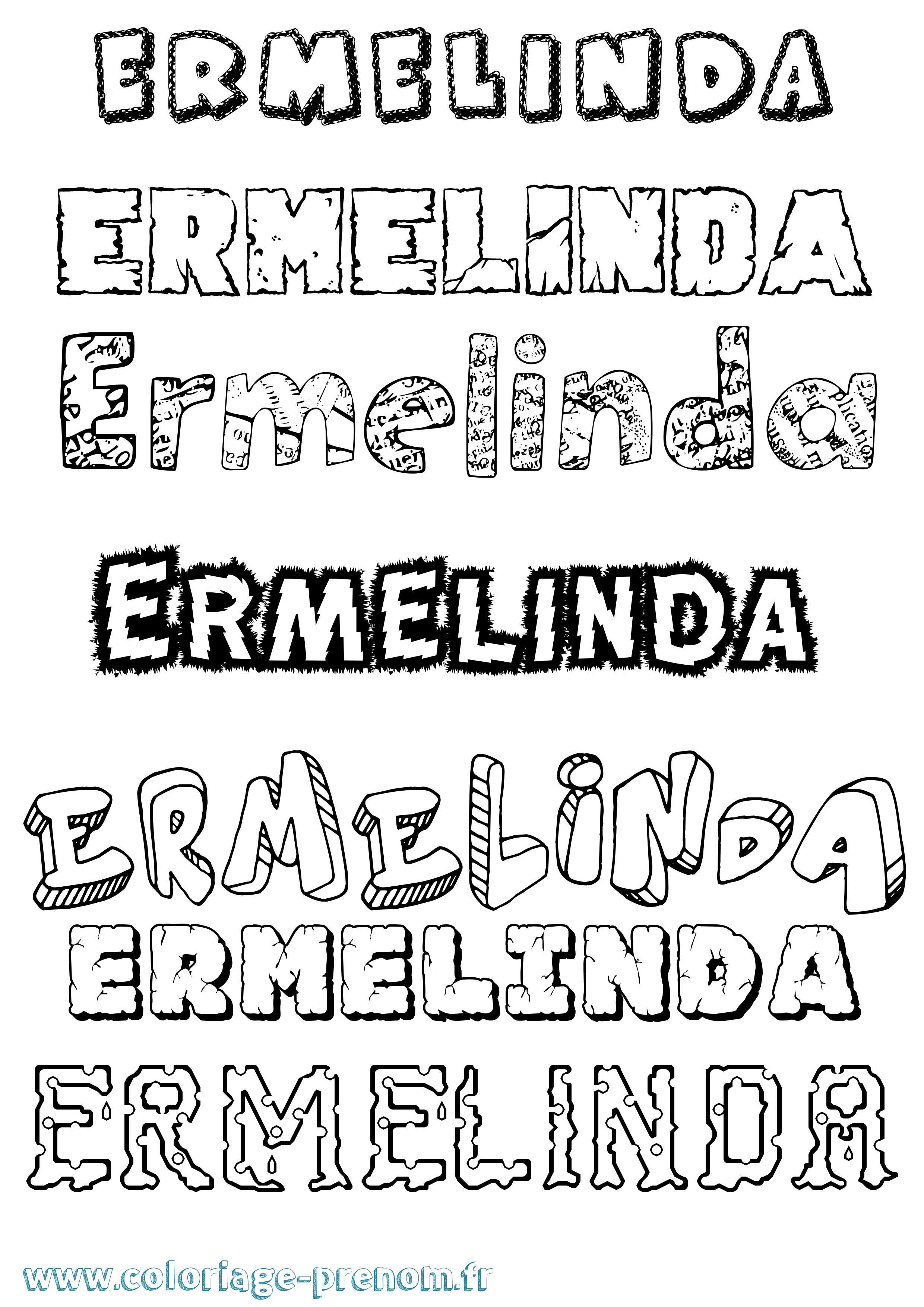 Coloriage Ermelinda Destructuré Coloriage prénom Ermelinda Destructuré