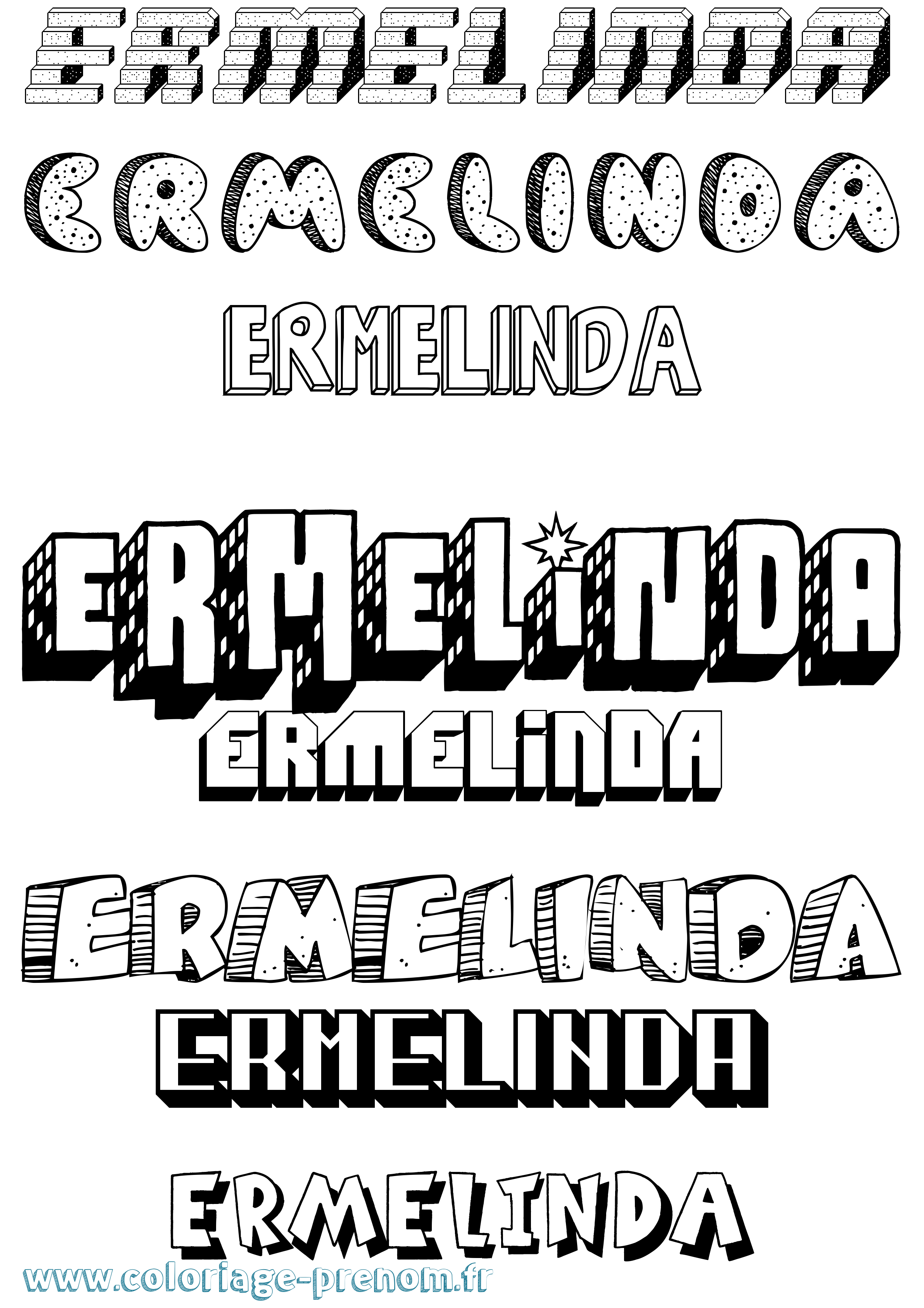 Coloriage Ermelinda Effet 3D Coloriage prénom Ermelinda Effet 3D