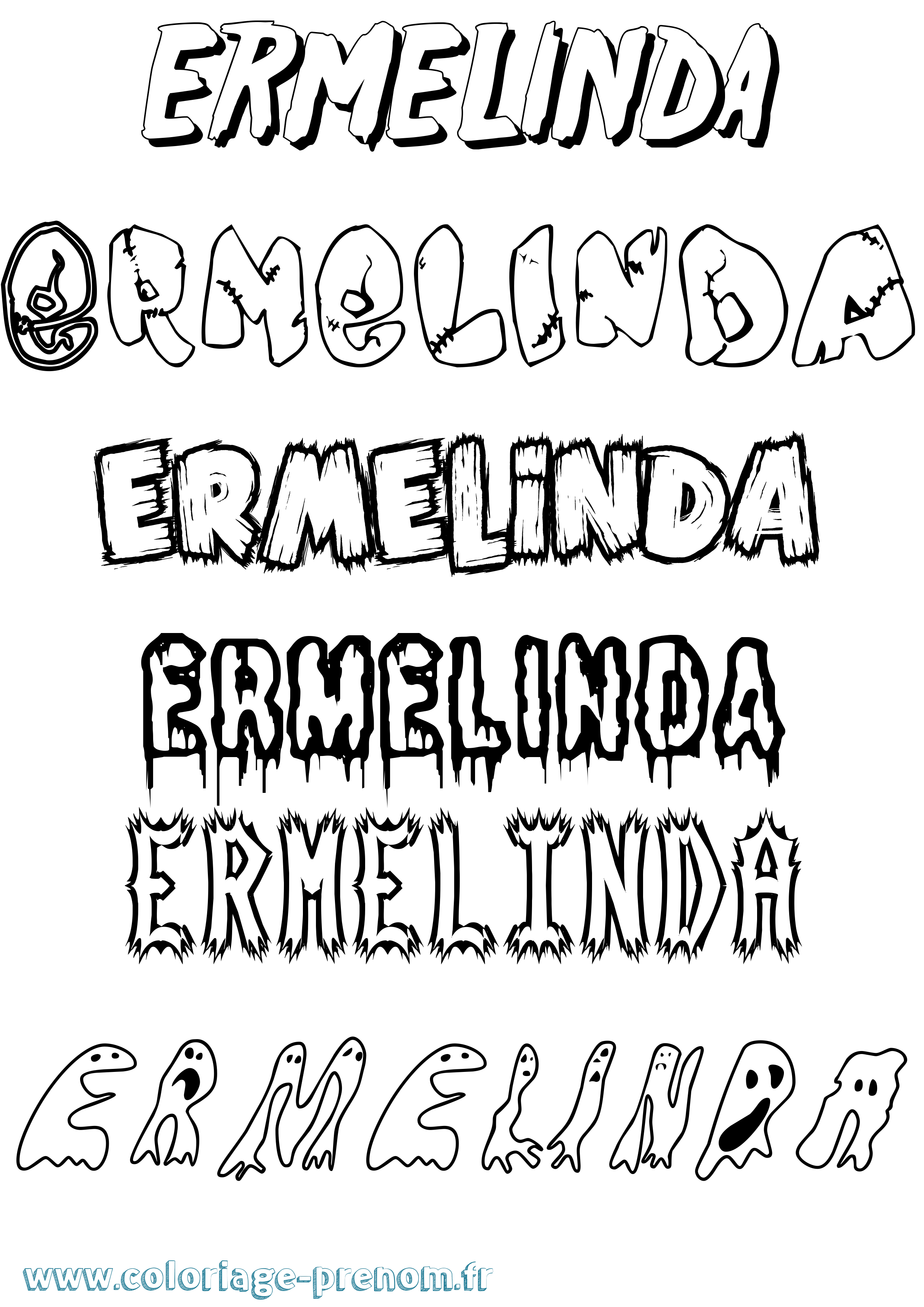 Coloriage Ermelinda Frisson Coloriage prénom Ermelinda Frisson