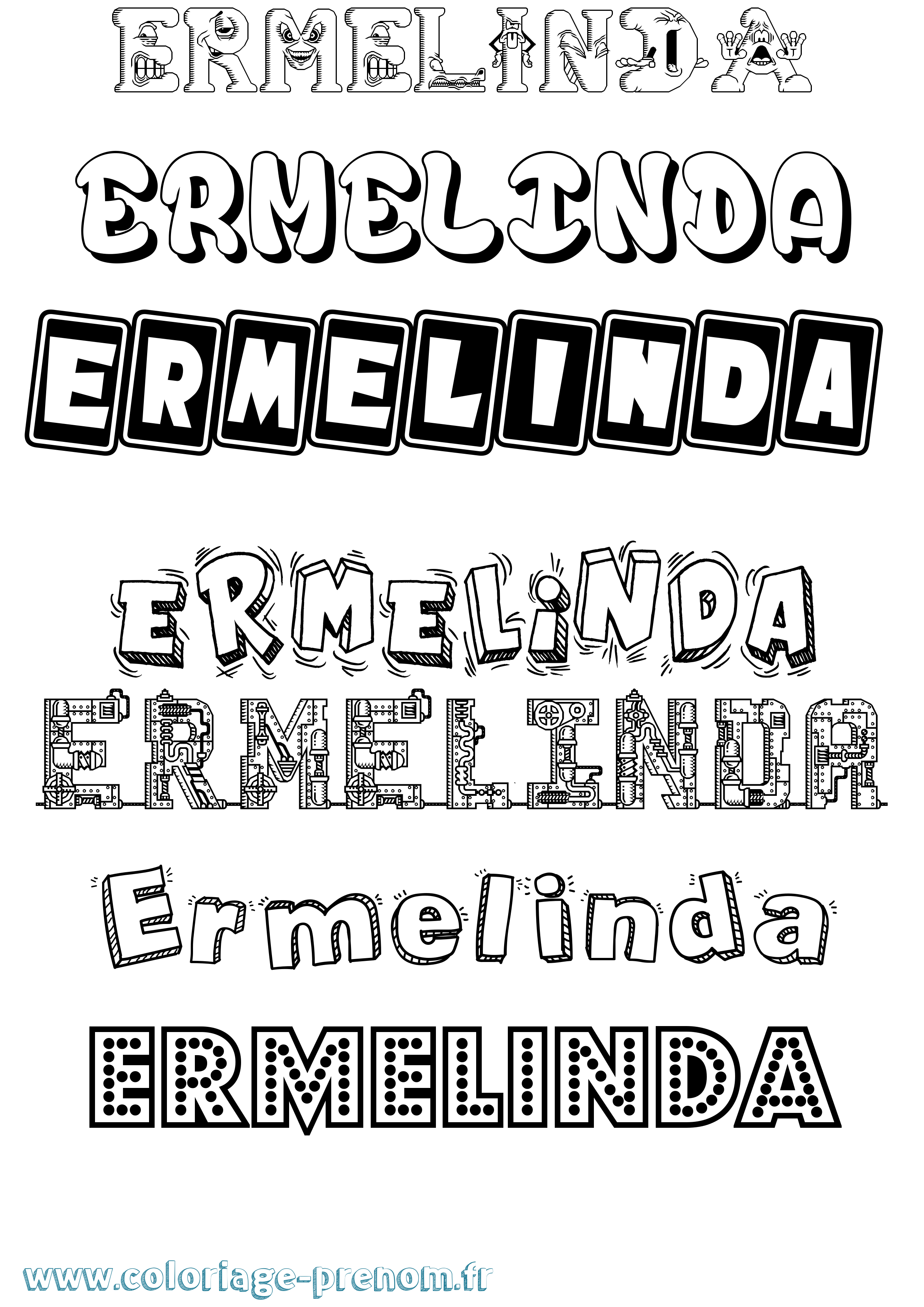 Coloriage Ermelinda Fun Coloriage prénom Ermelinda Fun