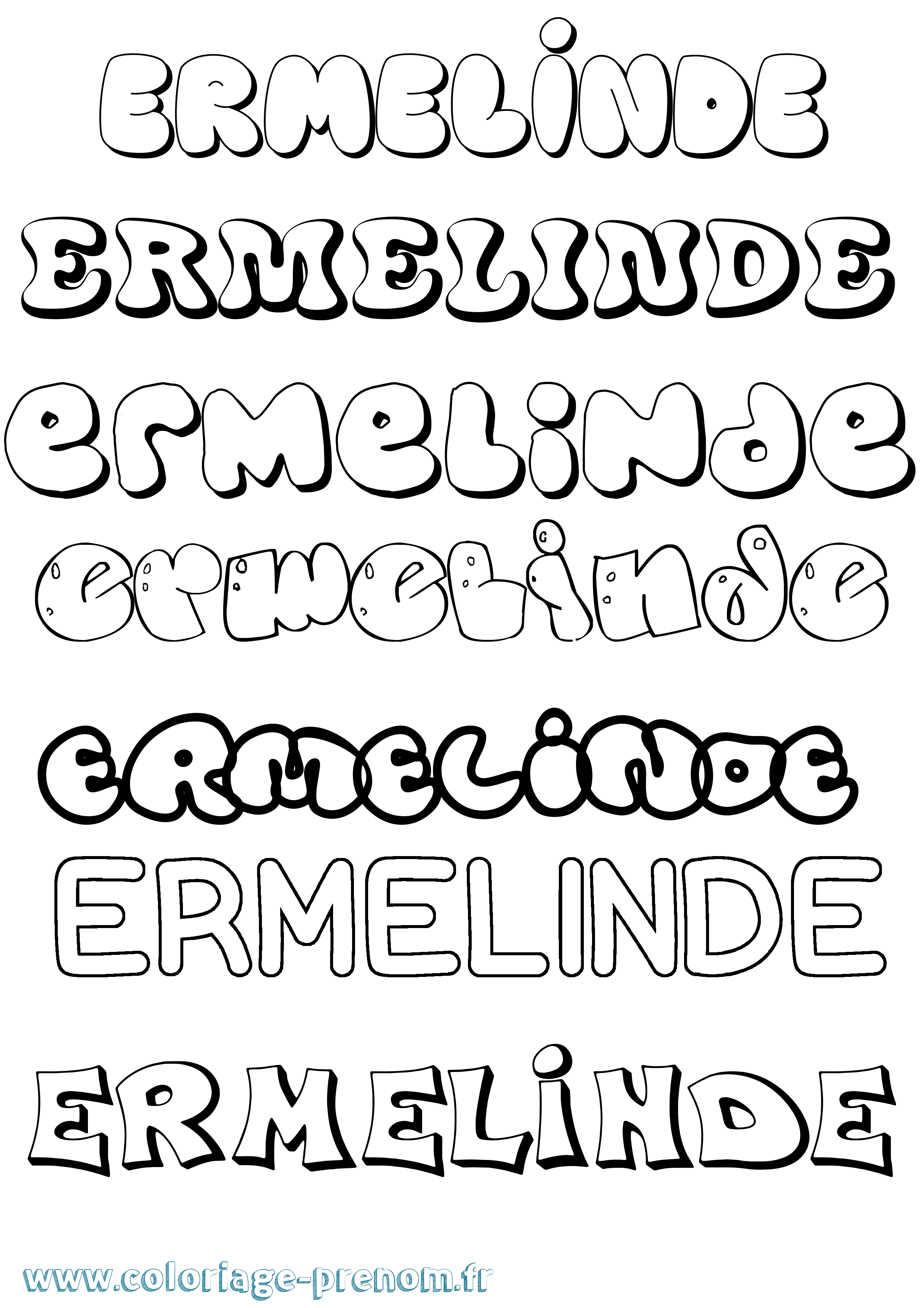 Coloriage Ermelinde Bubble Coloriage prénom Ermelinde Bubble