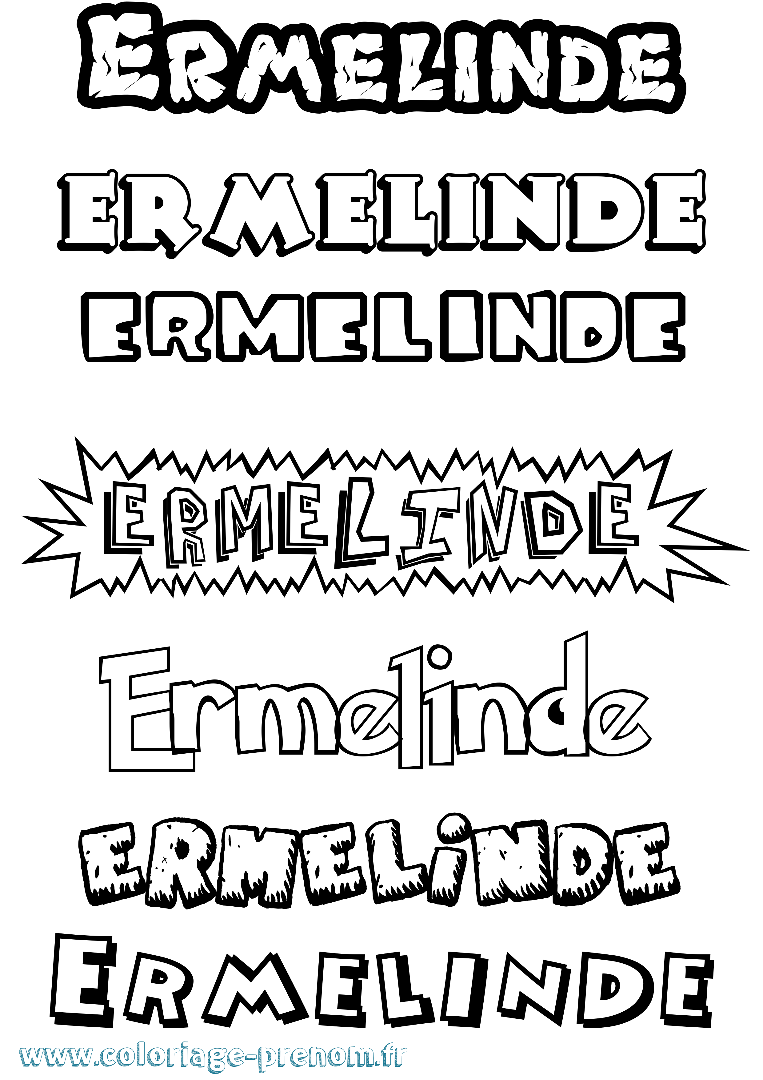 Coloriage Ermelinde Dessin Animé Coloriage prénom Ermelinde Dessin Animé
