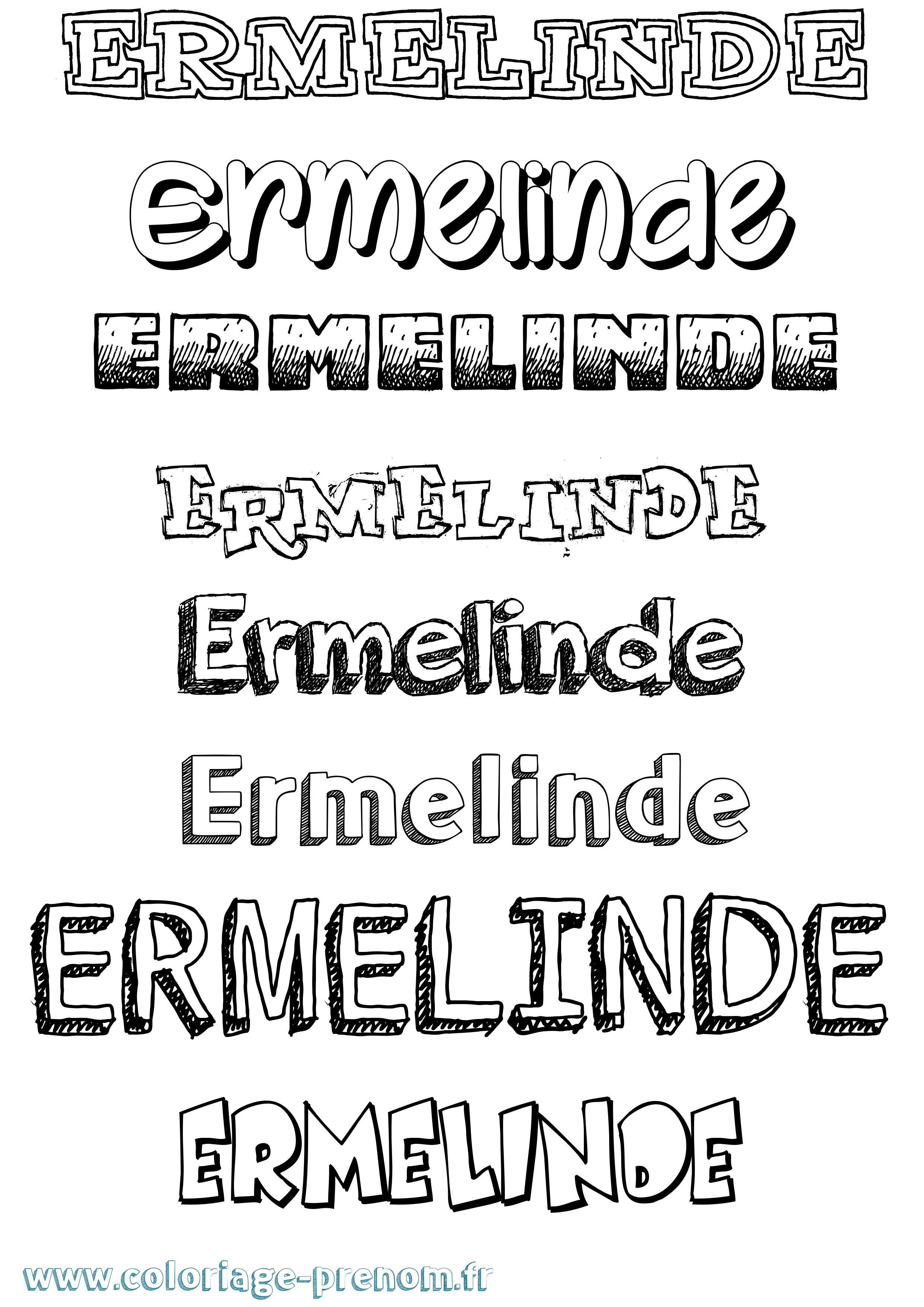 Coloriage Ermelinde Dessiné Coloriage prénom Ermelinde Dessiné