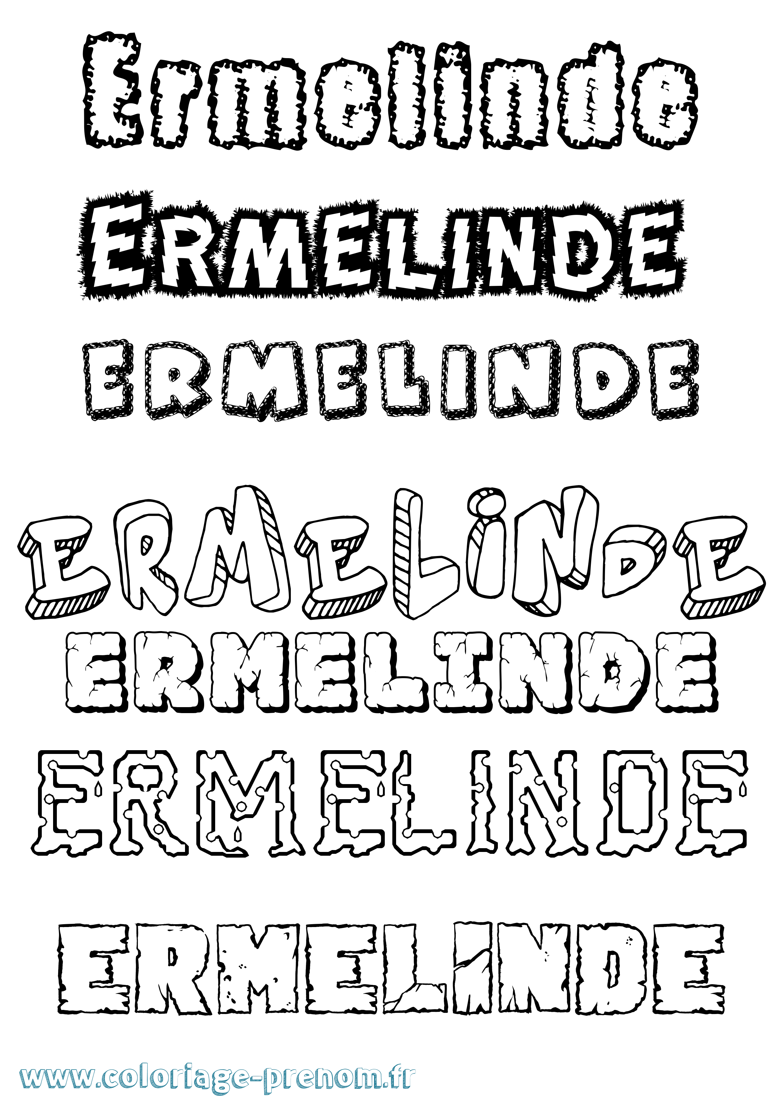 Coloriage Ermelinde Destructuré Coloriage prénom Ermelinde Destructuré