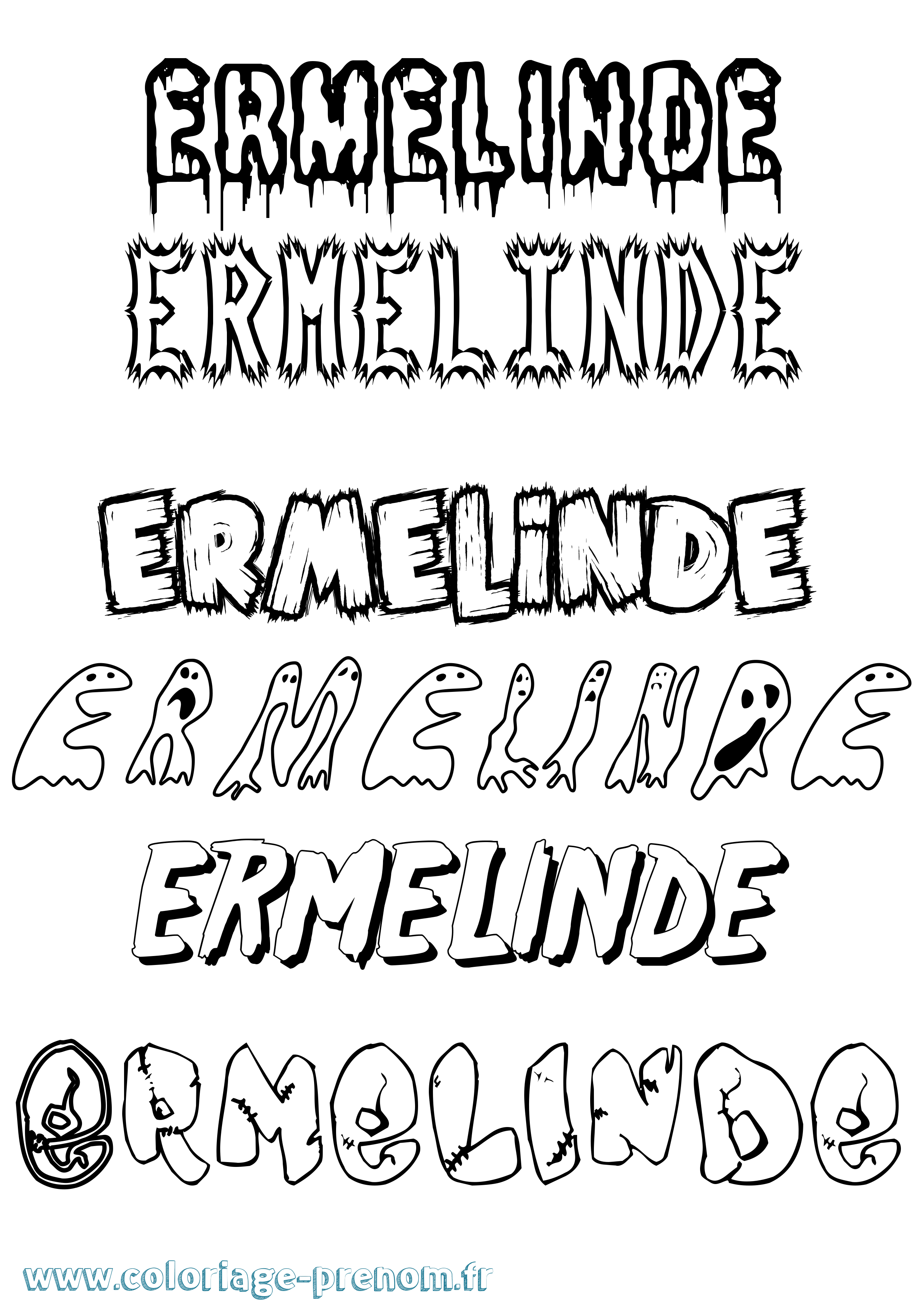 Coloriage Ermelinde Frisson Coloriage prénom Ermelinde Frisson