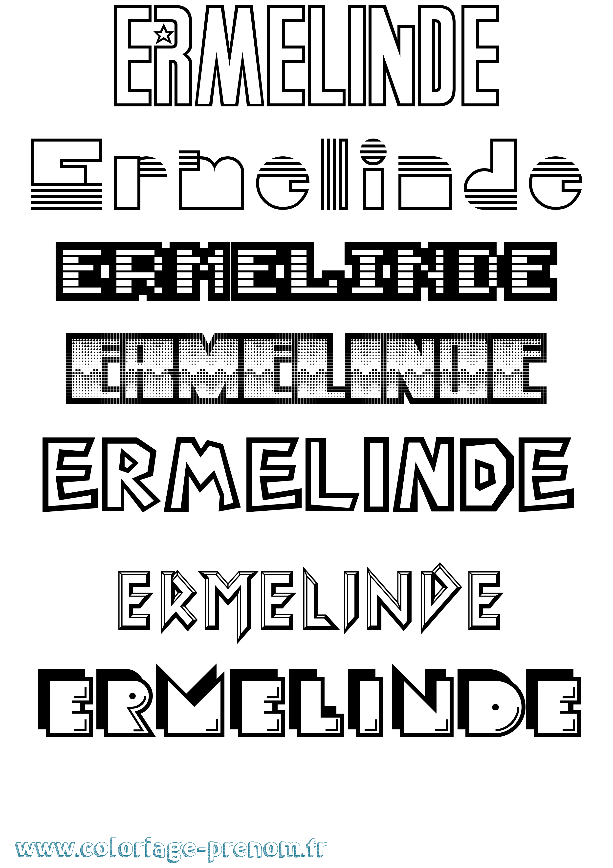 Coloriage Ermelinde Jeux Vidéos Coloriage prénom Ermelinde Jeux Vidéos