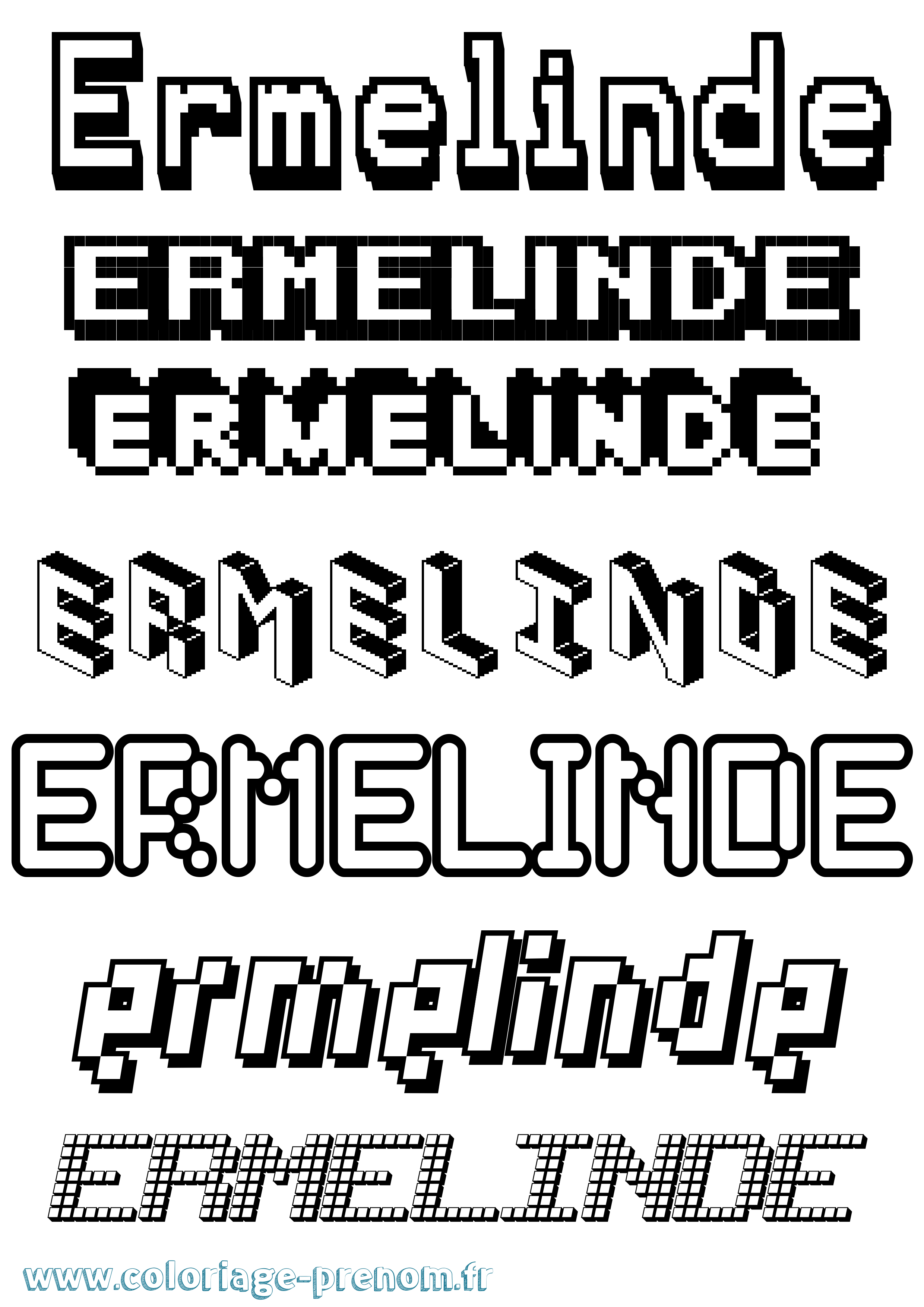 Coloriage Ermelinde Pixel Coloriage prénom Ermelinde Pixel