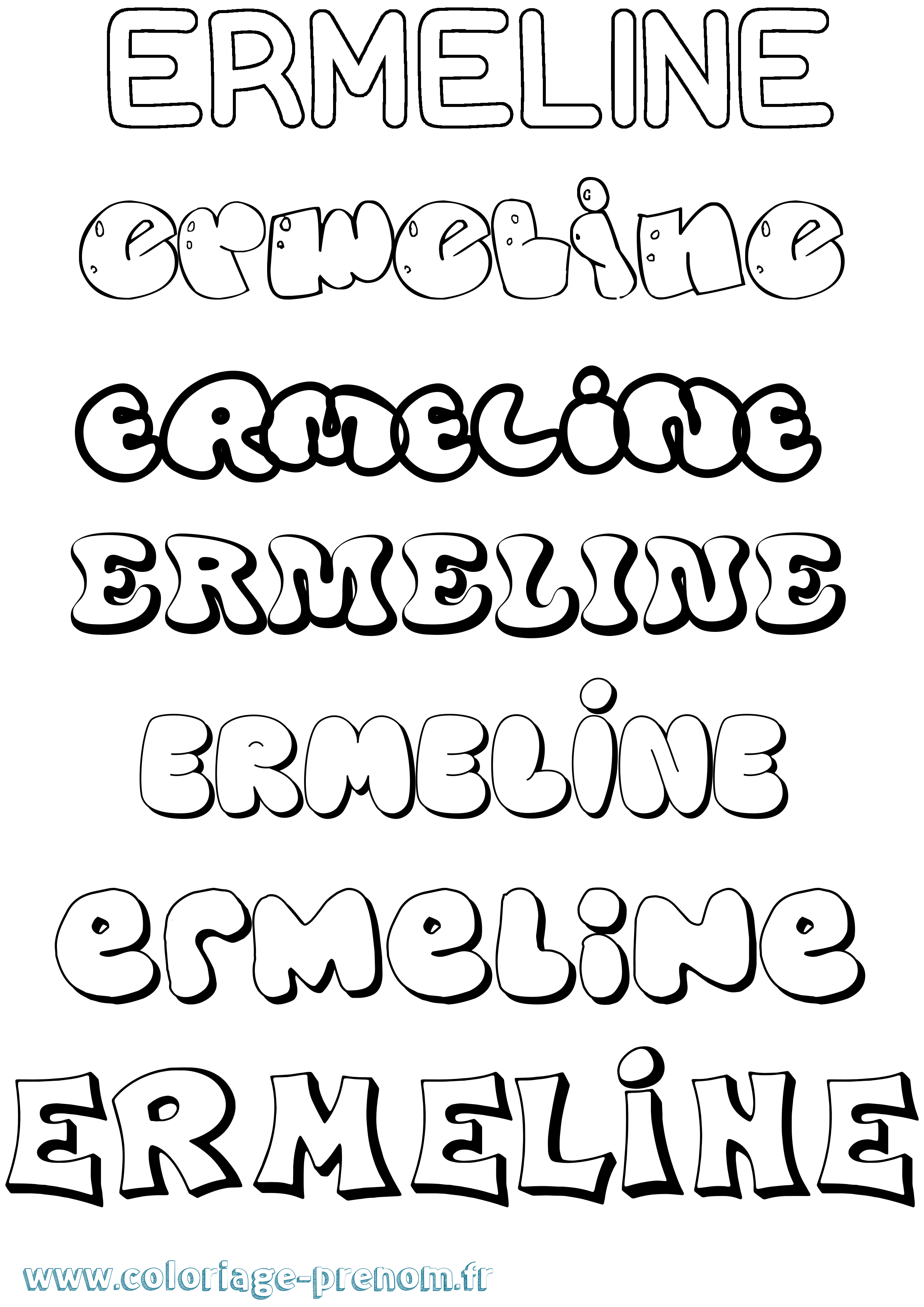 Coloriage Ermeline Bubble Coloriage prénom Ermeline Bubble