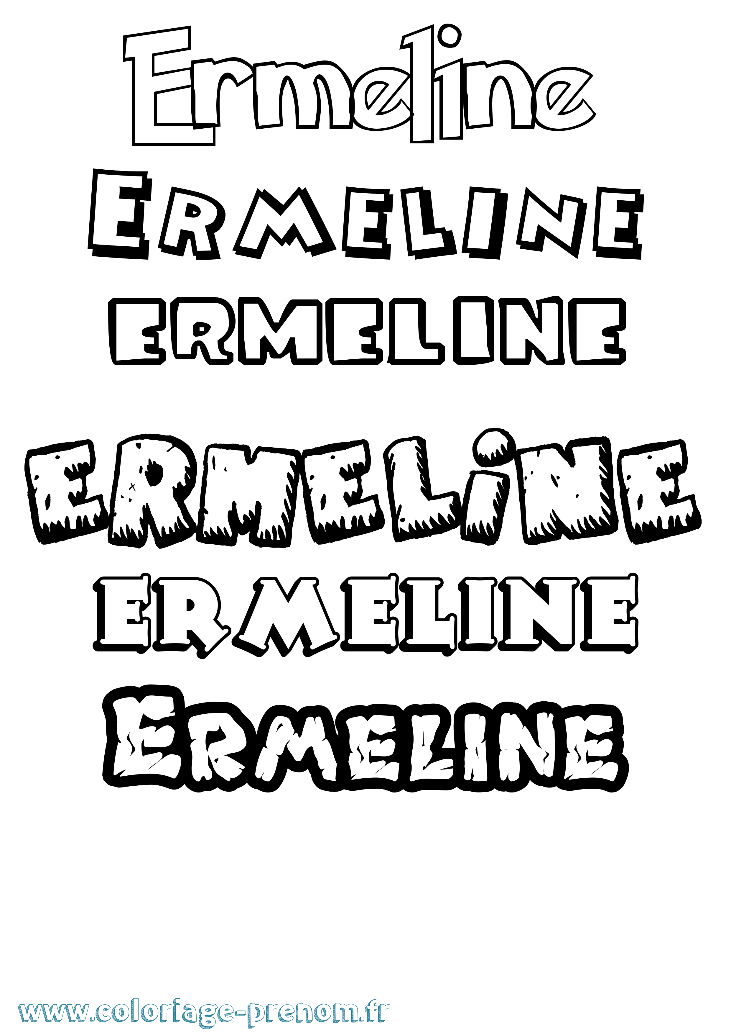 Coloriage Ermeline Dessin Animé Coloriage prénom Ermeline Dessin Animé
