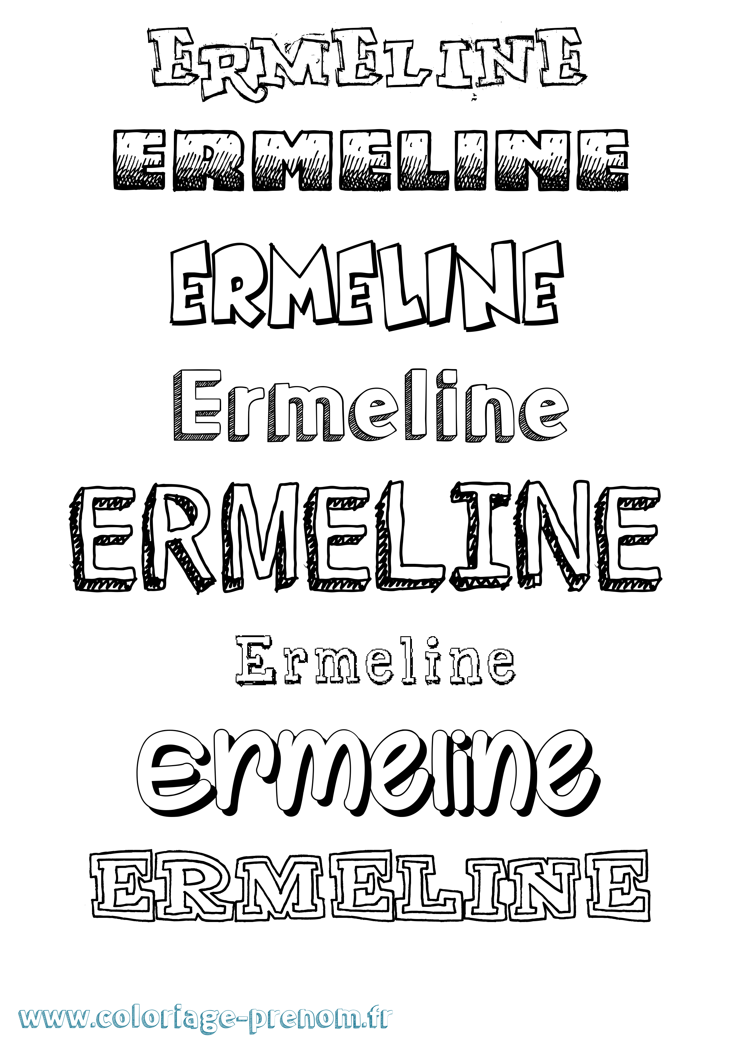Coloriage Ermeline Dessiné Coloriage prénom Ermeline Dessiné