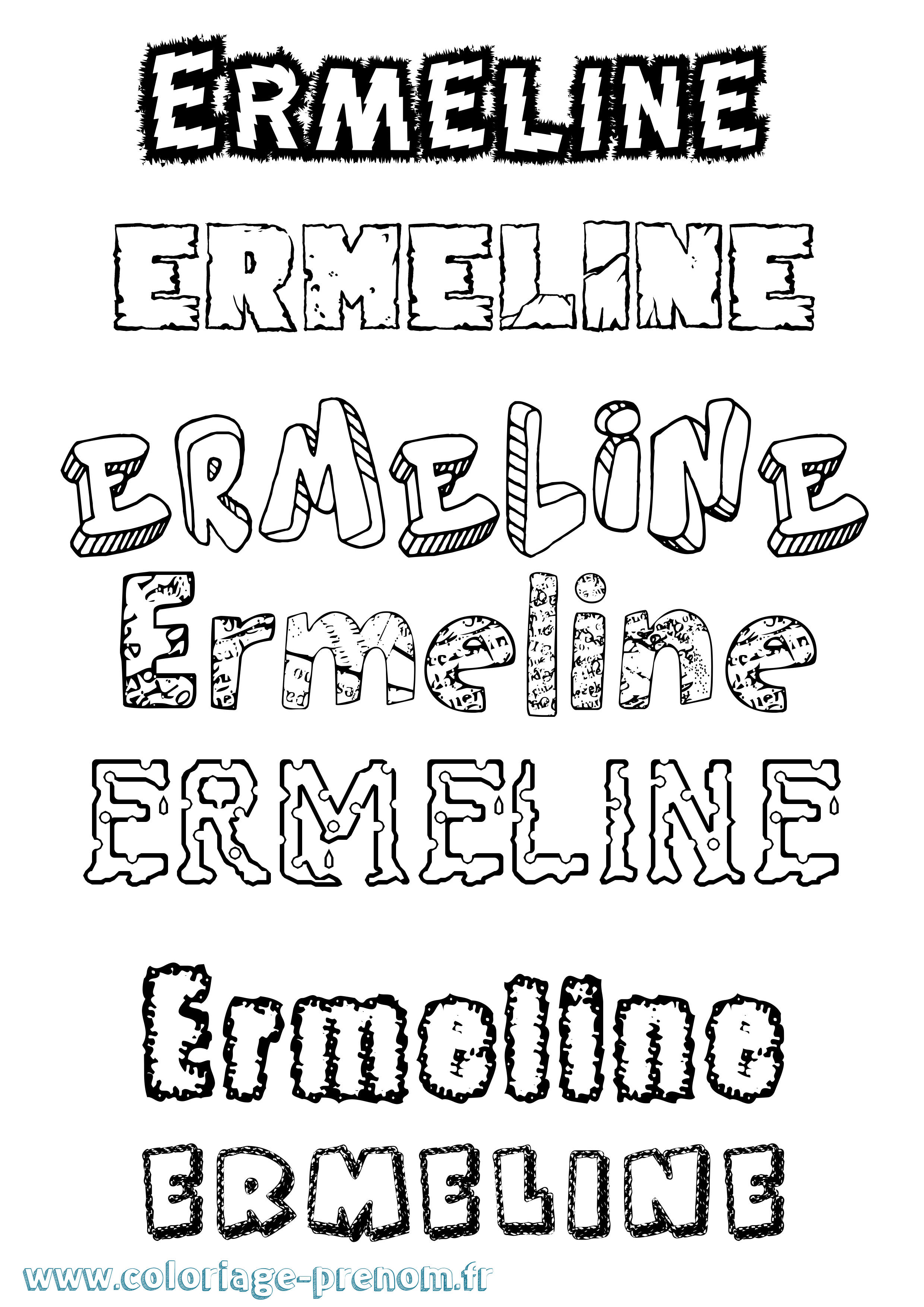 Coloriage Ermeline Destructuré Coloriage prénom Ermeline Destructuré