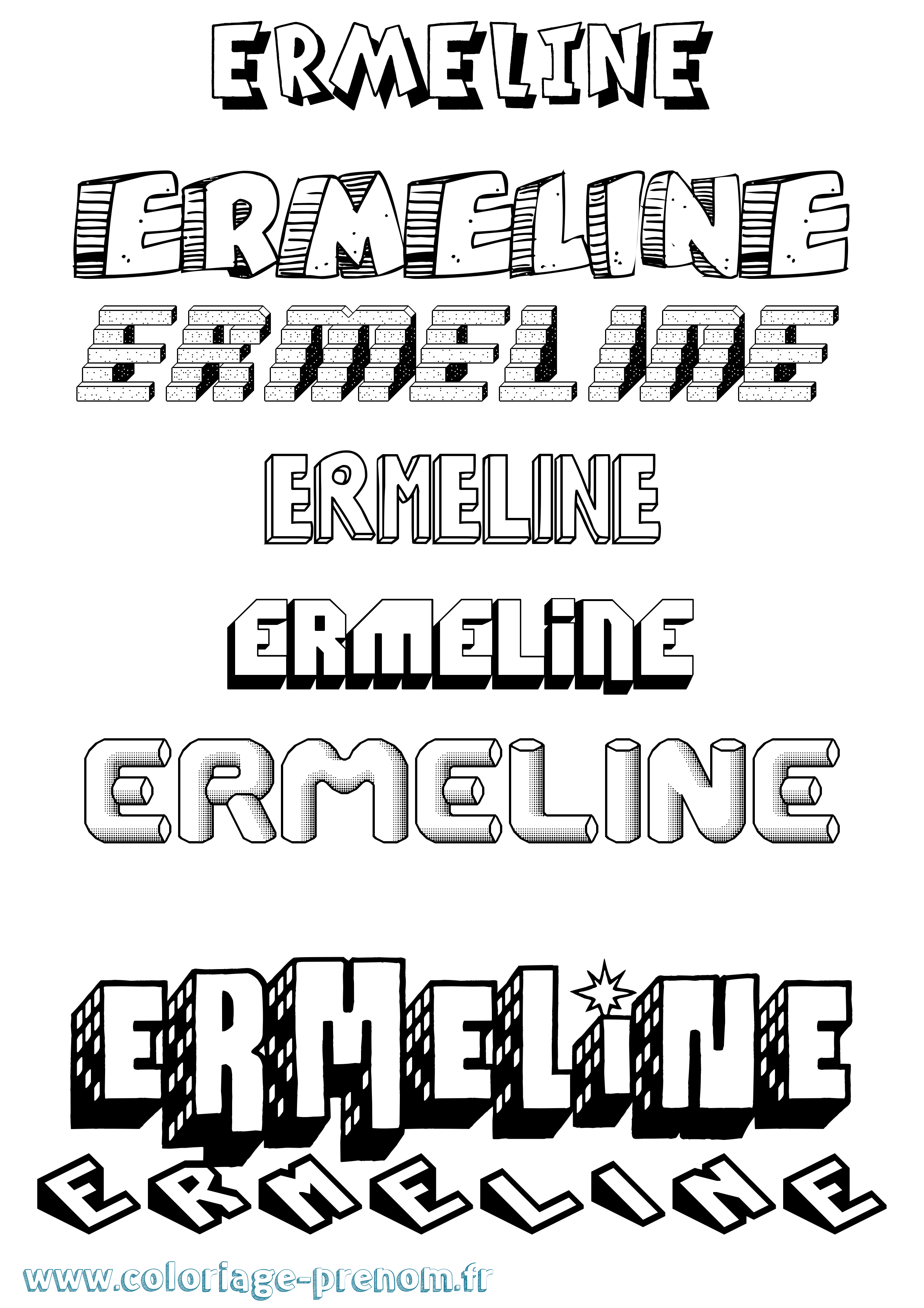 Coloriage Ermeline Effet 3D Coloriage prénom Ermeline Effet 3D