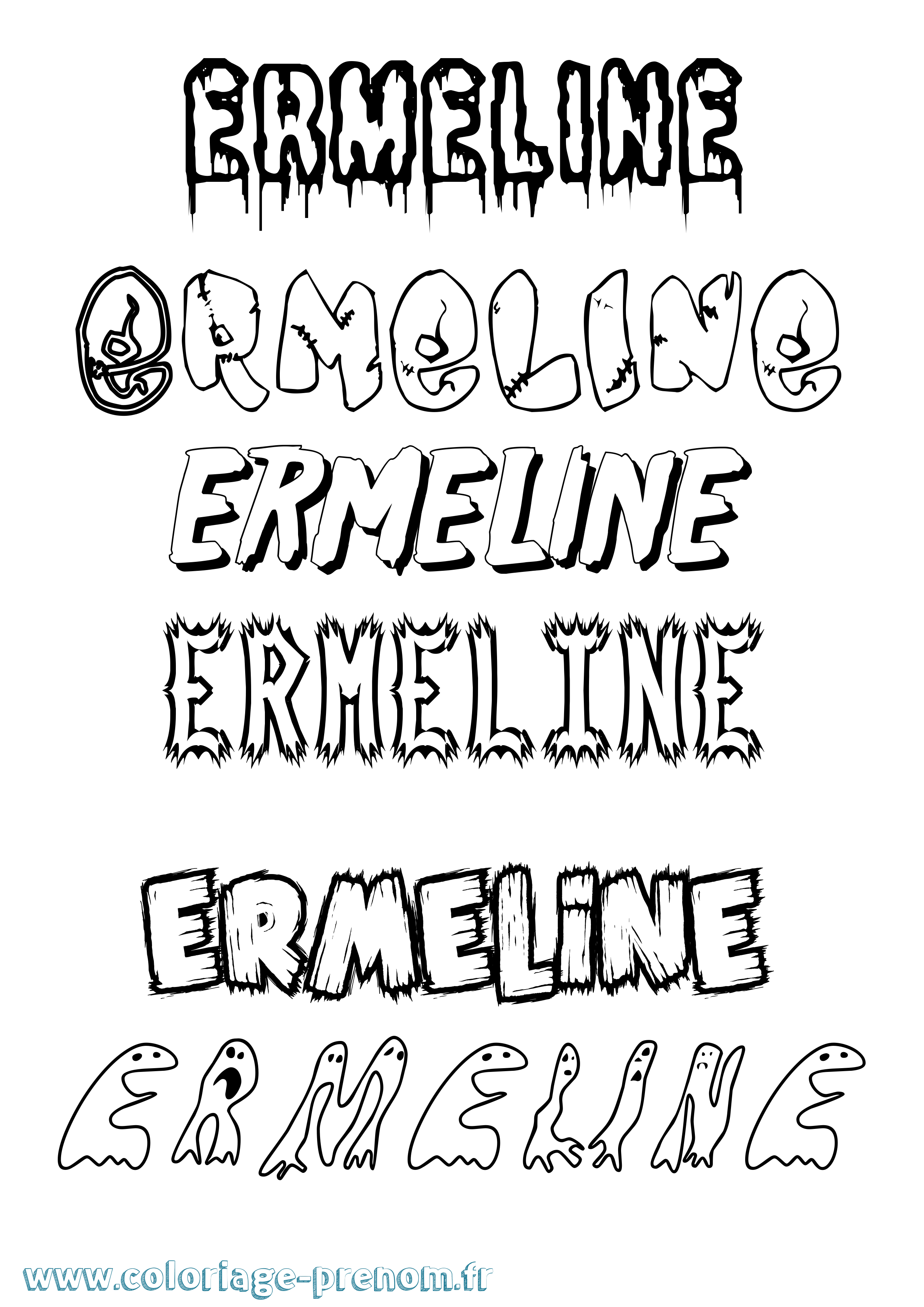 Coloriage Ermeline Frisson Coloriage prénom Ermeline Frisson