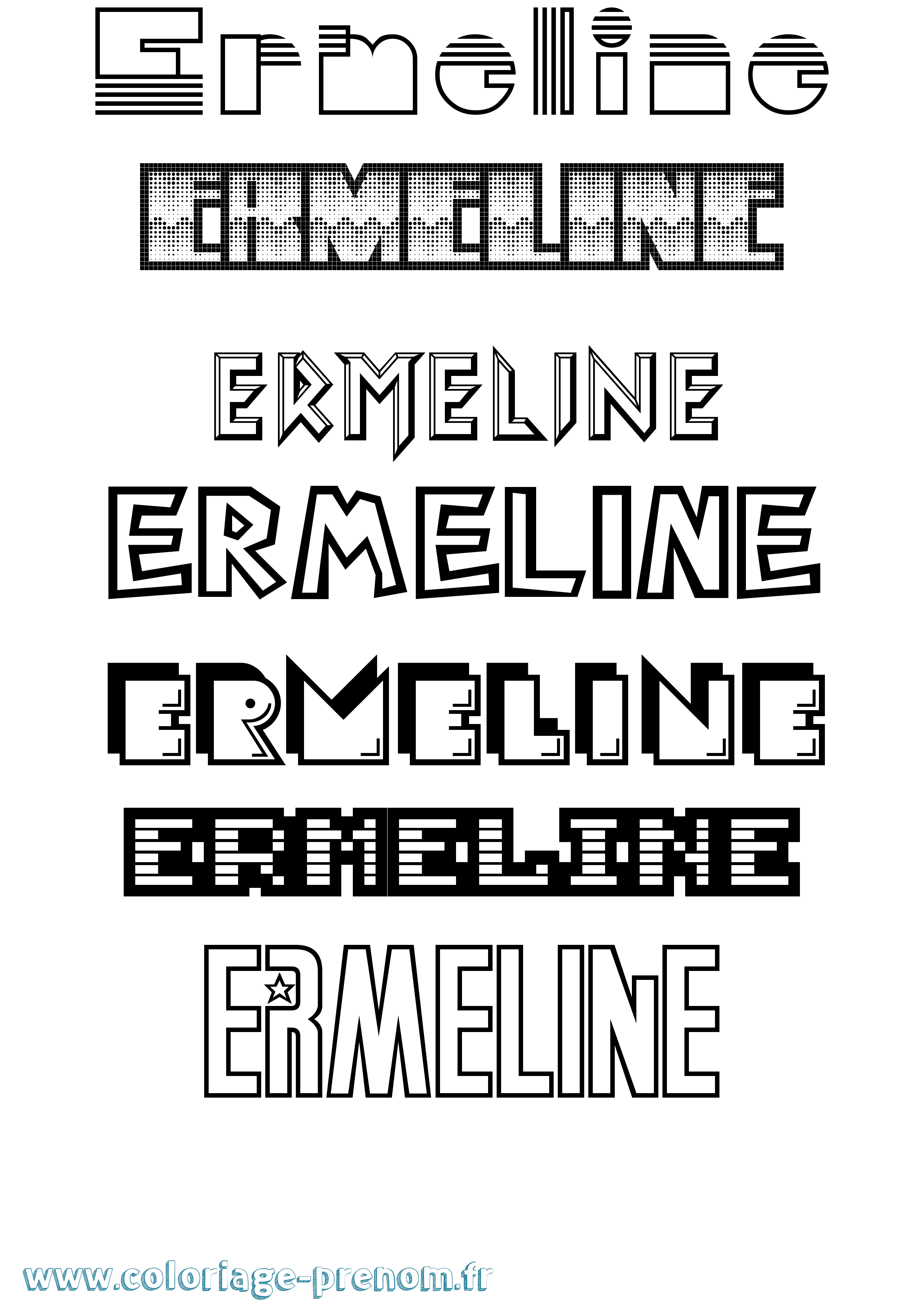 Coloriage Ermeline Jeux Vidéos Coloriage prénom Ermeline Jeux Vidéos