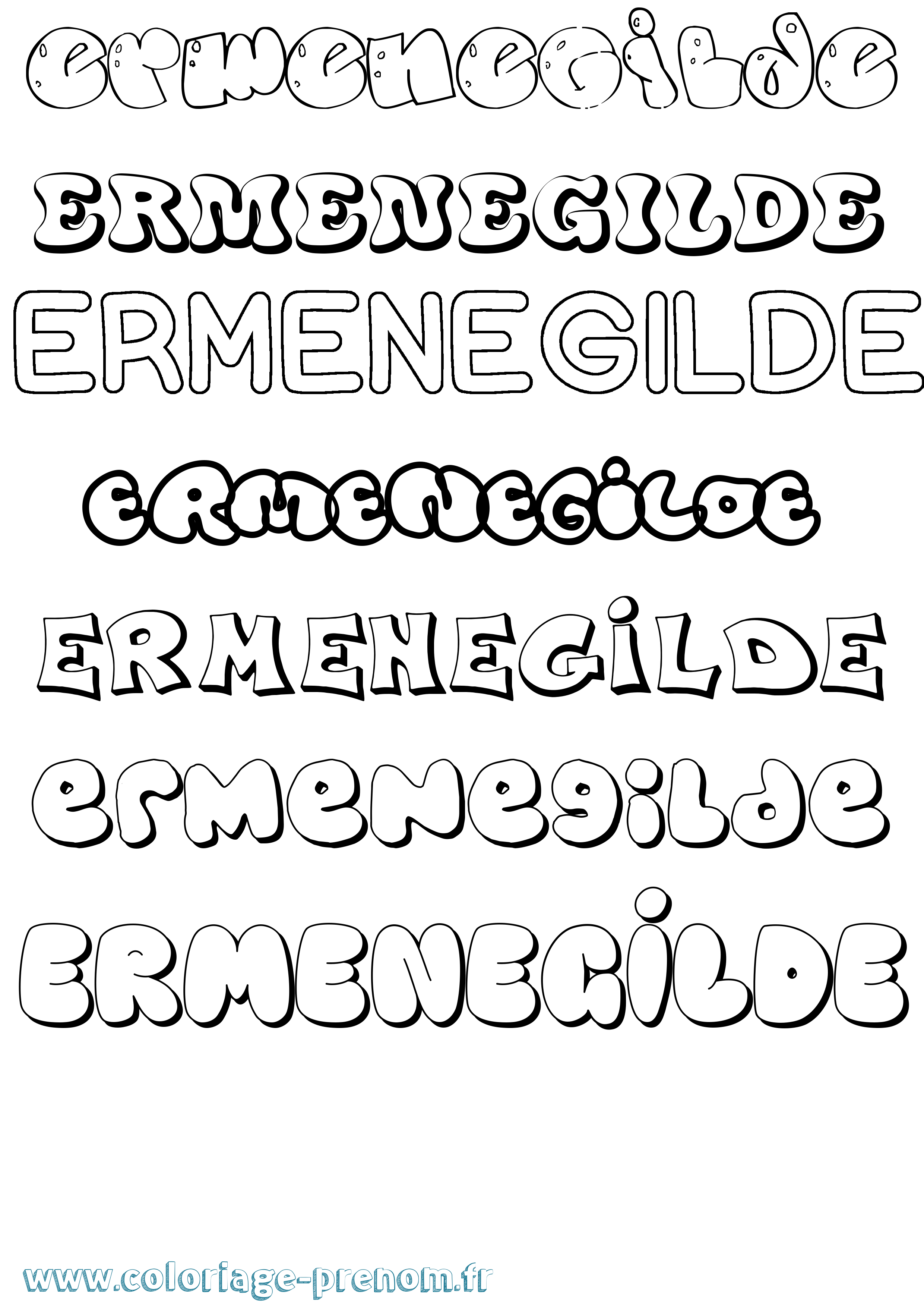 Coloriage Ermenegilde Bubble Coloriage prénom Ermenegilde Bubble
