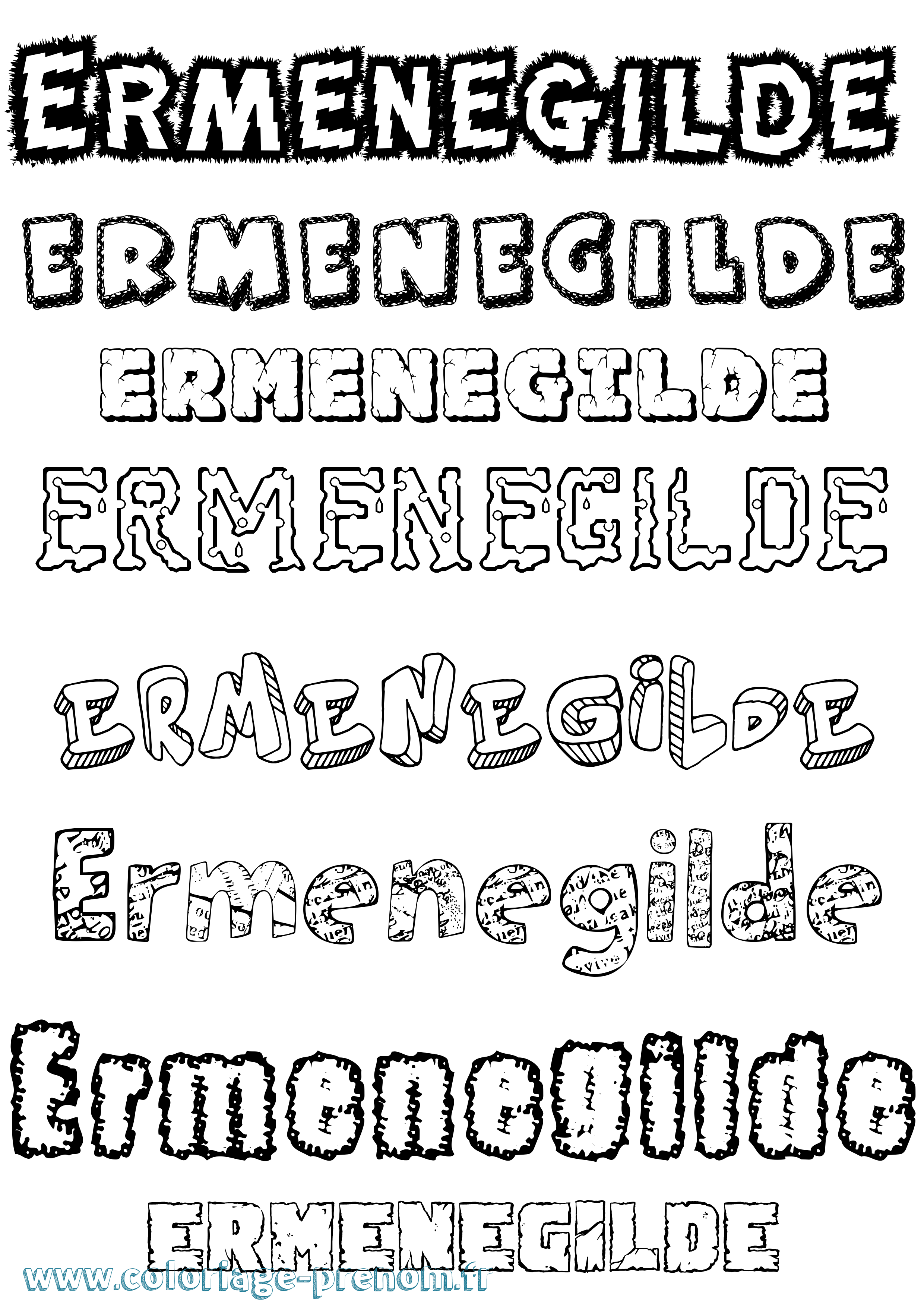 Coloriage Ermenegilde Destructuré Coloriage prénom Ermenegilde Destructuré