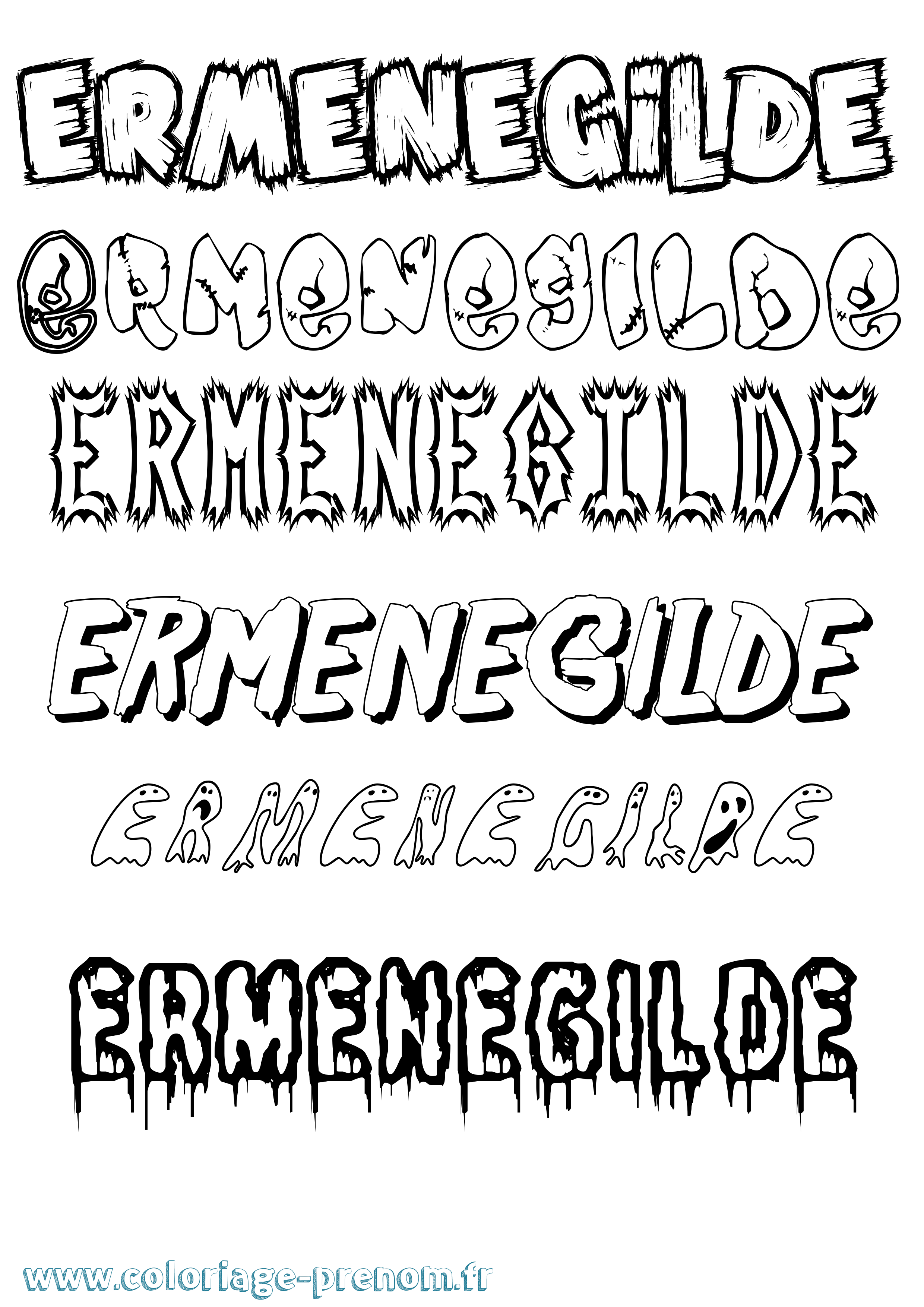 Coloriage Ermenegilde Frisson Coloriage prénom Ermenegilde Frisson