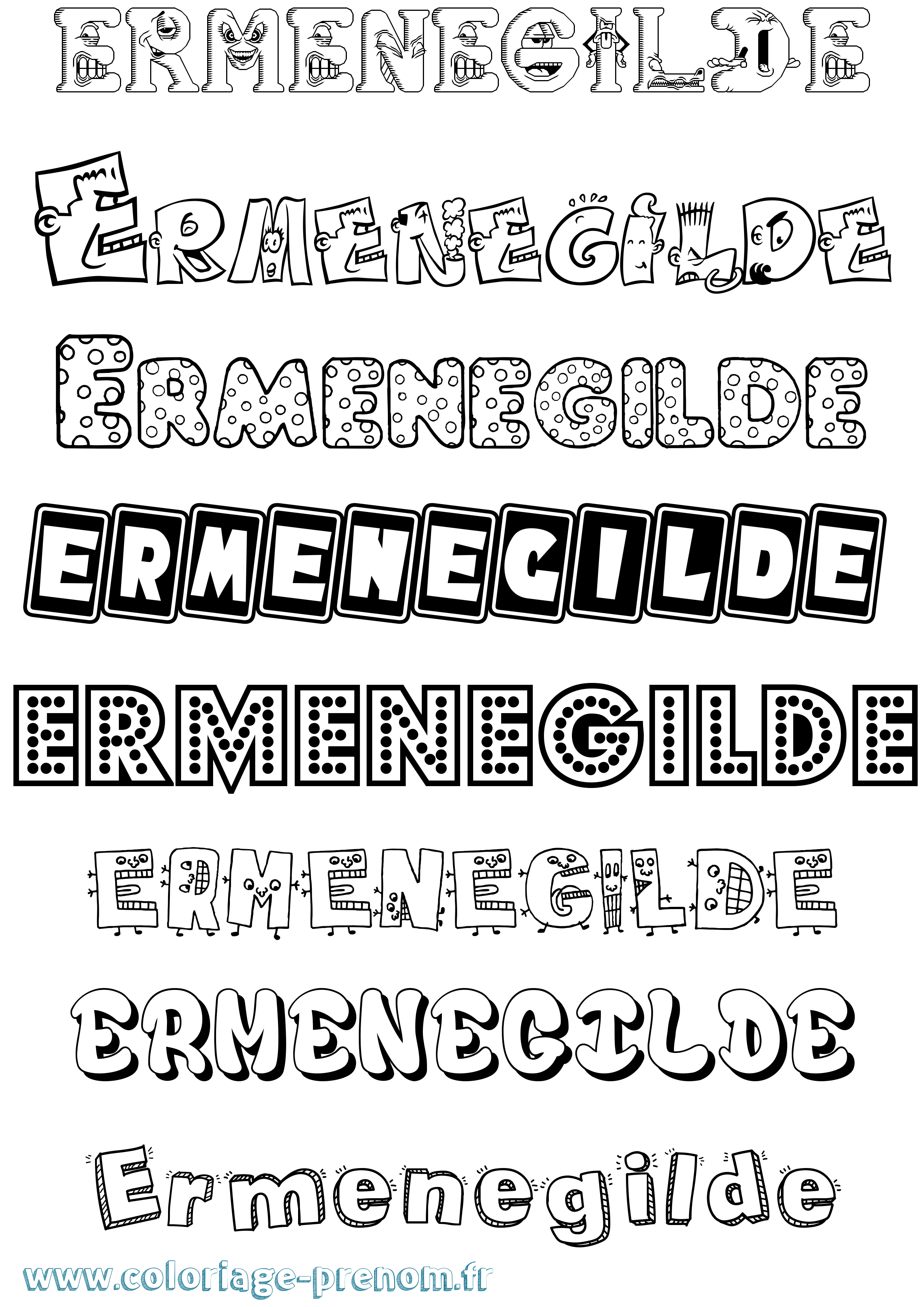 Coloriage Ermenegilde Fun Coloriage prénom Ermenegilde Fun